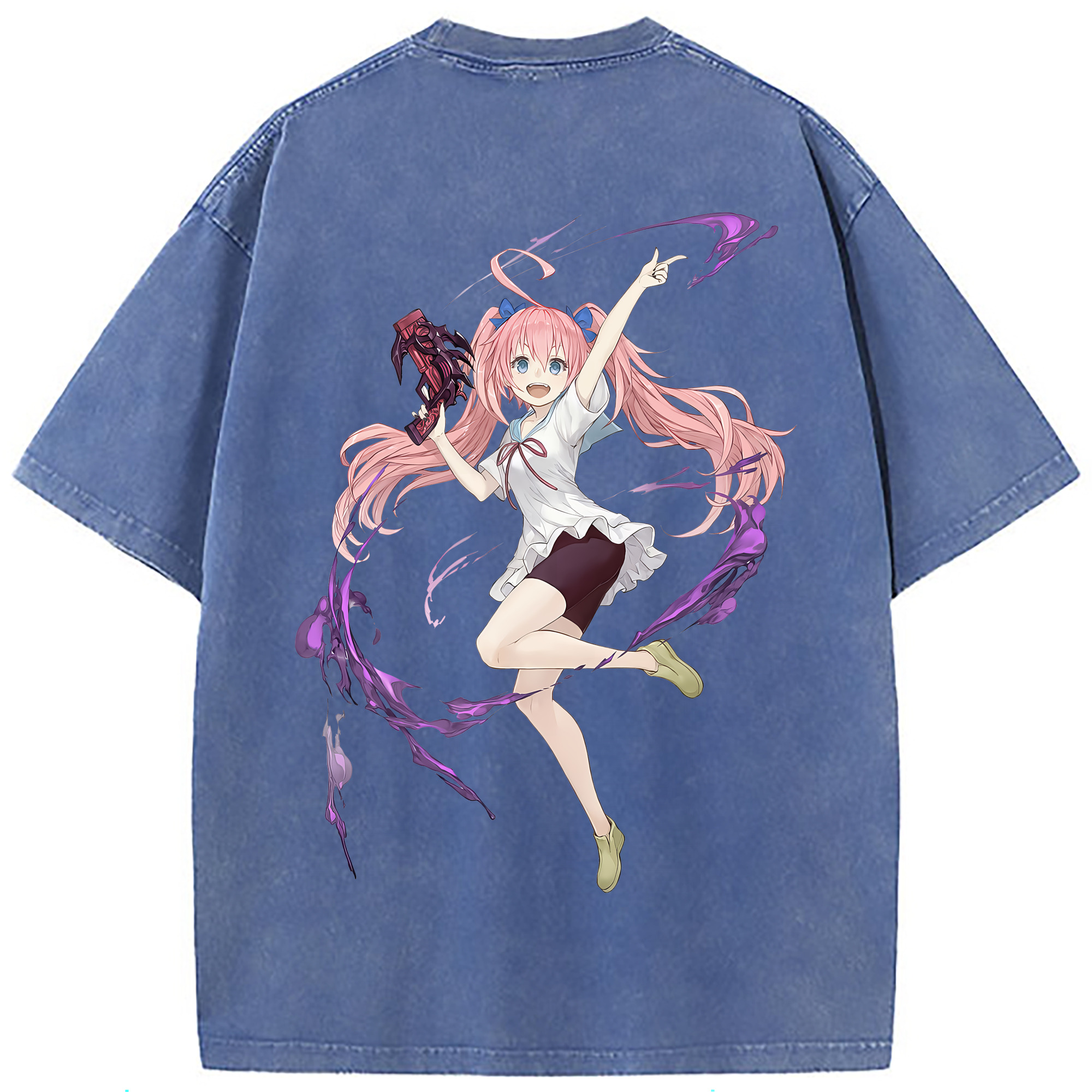 （画像用） 転スラ Regarding Reincarnated to Slime 綿100% ヴィンテージ風 半袖Tシャツ（背面プリント）