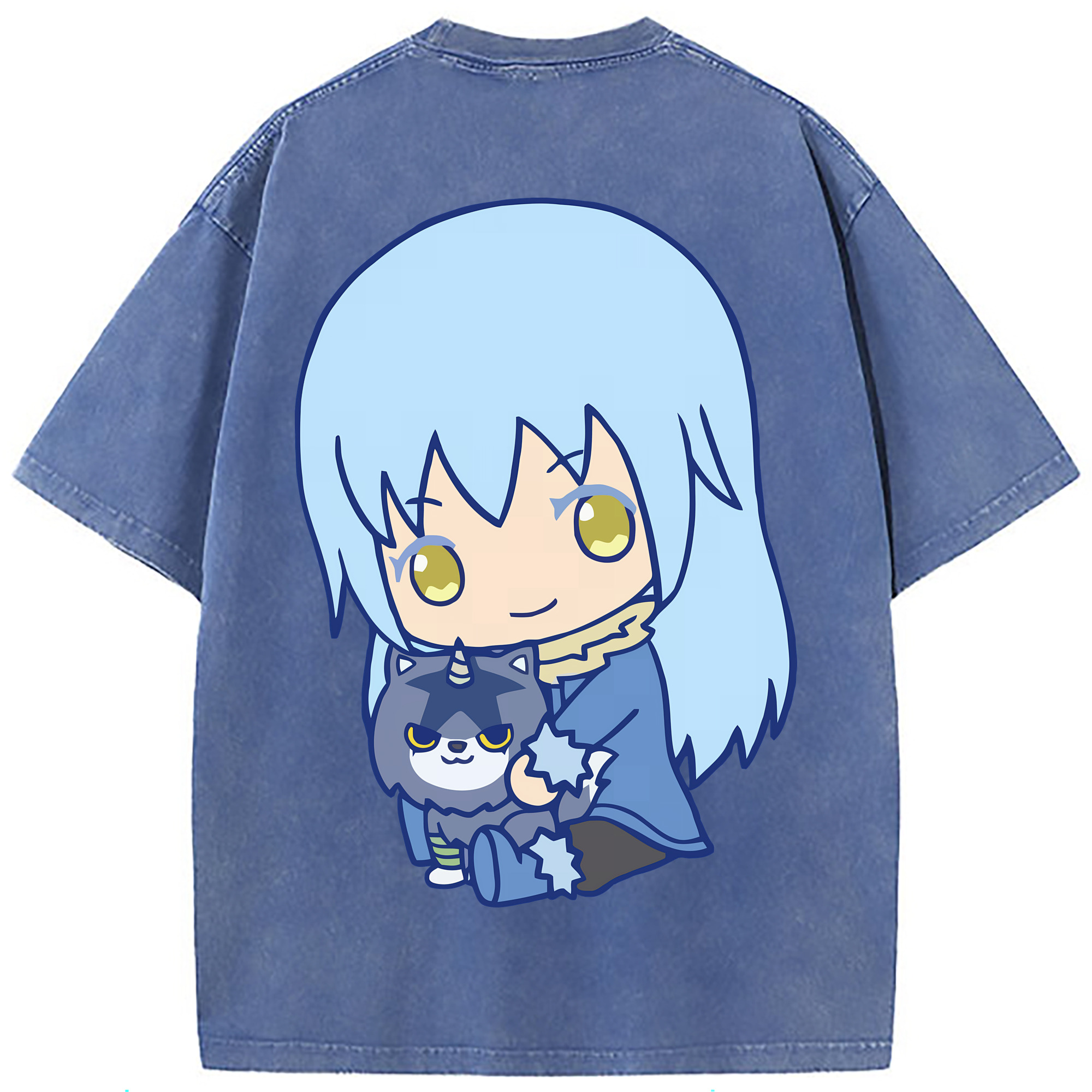 （画像用） 転スラ Regarding Reincarnated to Slime 綿100% ヴィンテージ風 半袖Tシャツ（背面プリント）
