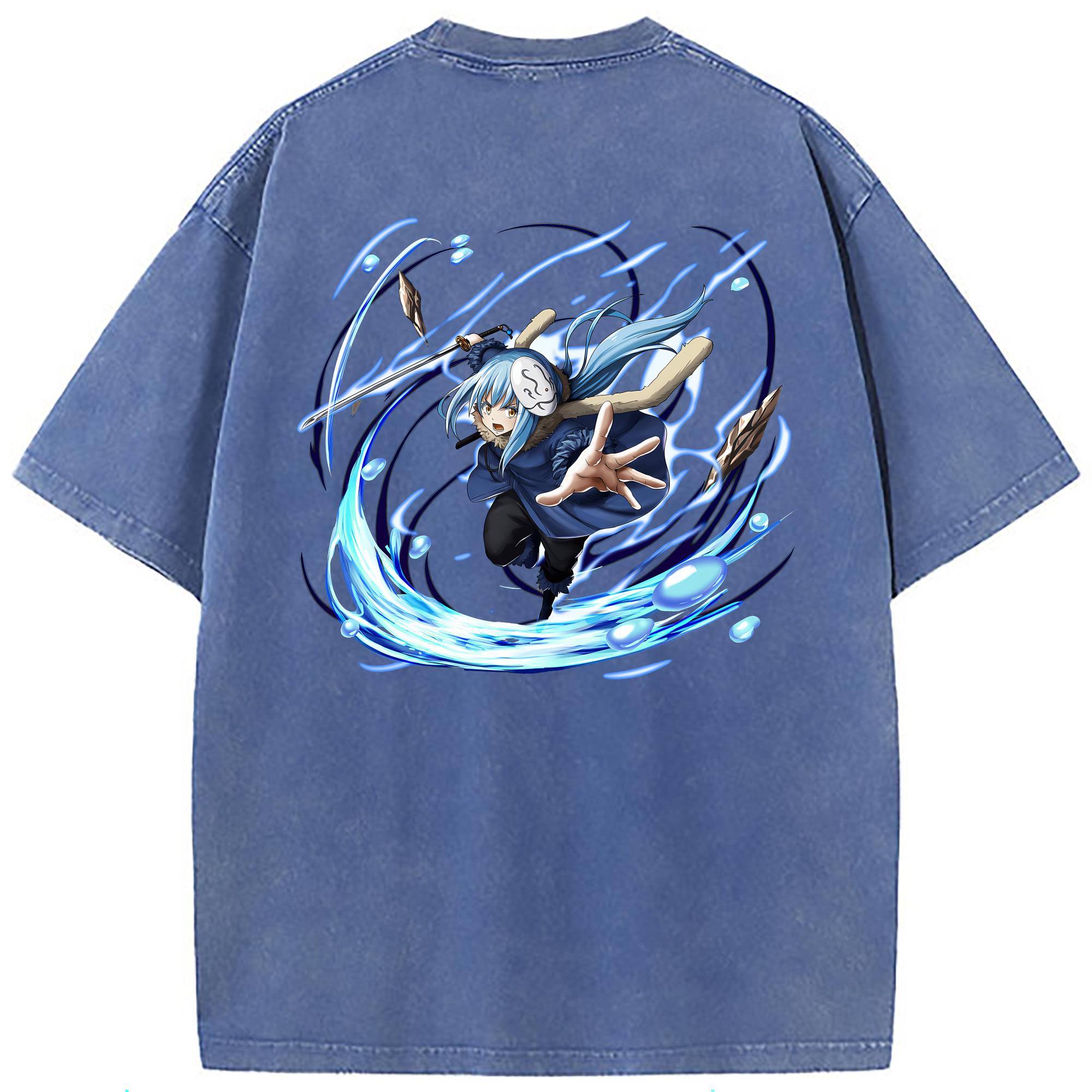 （画像用） 転スラ Regarding Reincarnated to Slime 綿100% ヴィンテージ風 半袖Tシャツ（背面プリント）