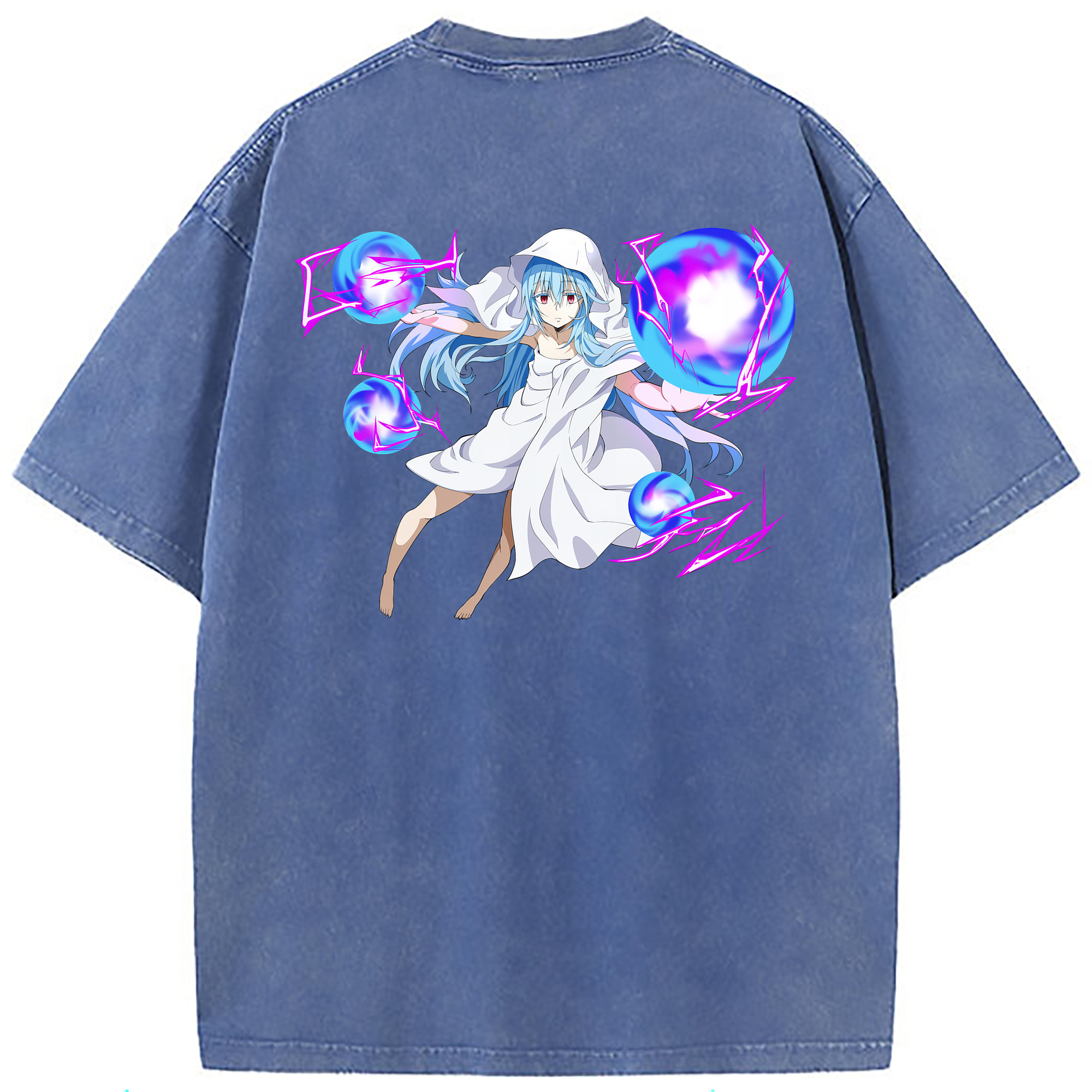 （画像用） 転スラ Regarding Reincarnated to Slime 綿100% ヴィンテージ風 半袖Tシャツ（背面プリント）