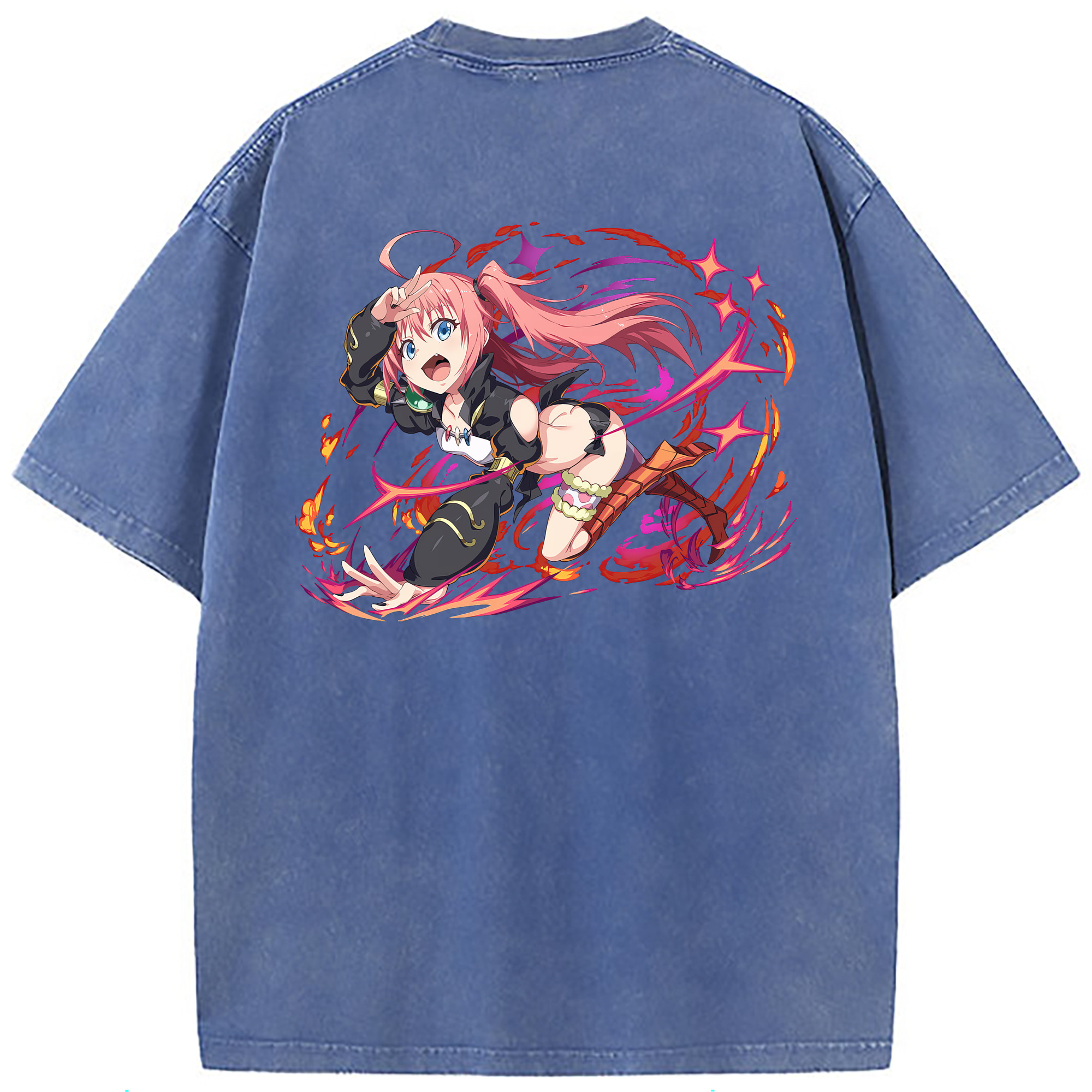 （画像用） 転スラ Regarding Reincarnated to Slime 綿100% ヴィンテージ風 半袖Tシャツ（背面プリント）