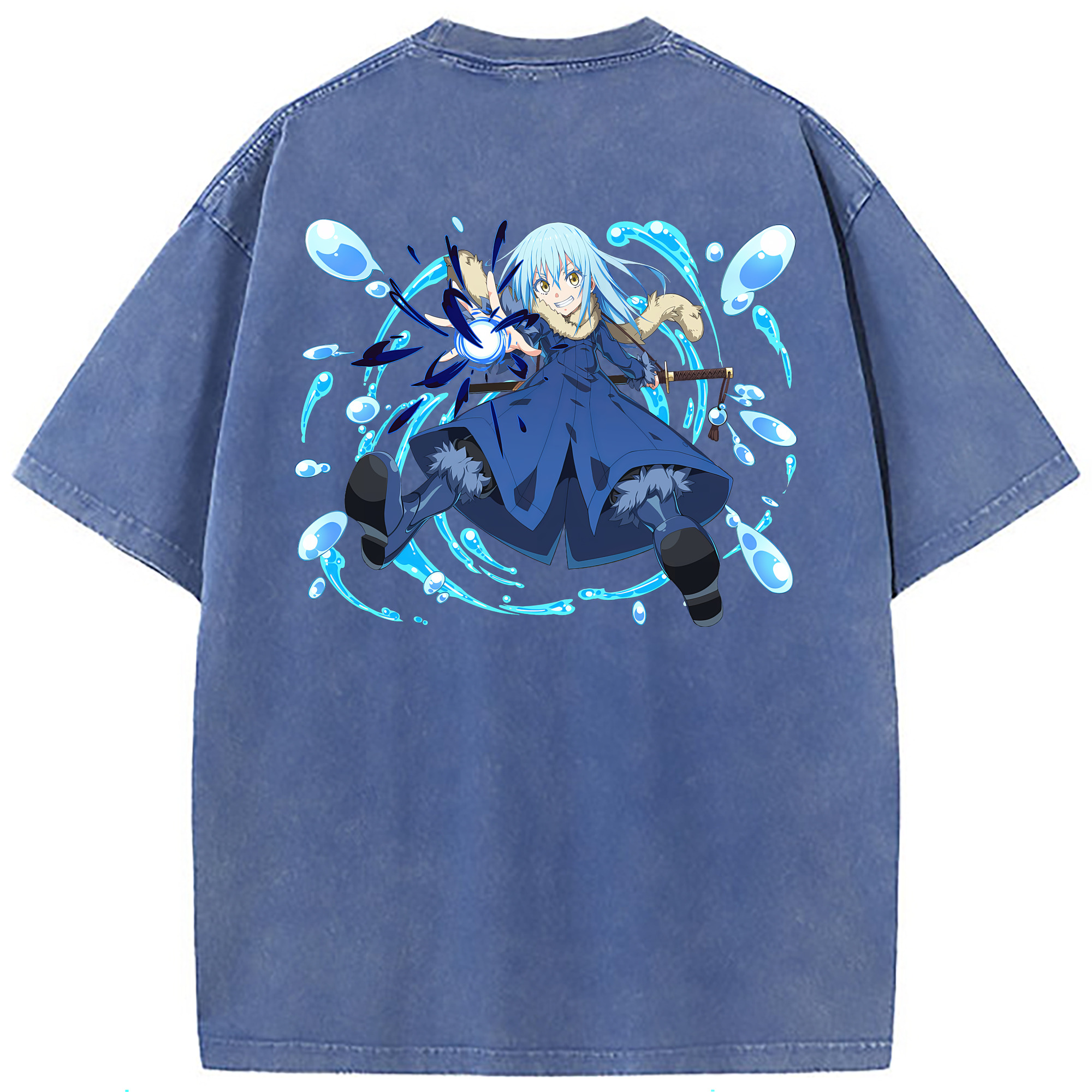 （画像用） 転スラ Regarding Reincarnated to Slime 綿100% ヴィンテージ風 半袖Tシャツ（背面プリント）