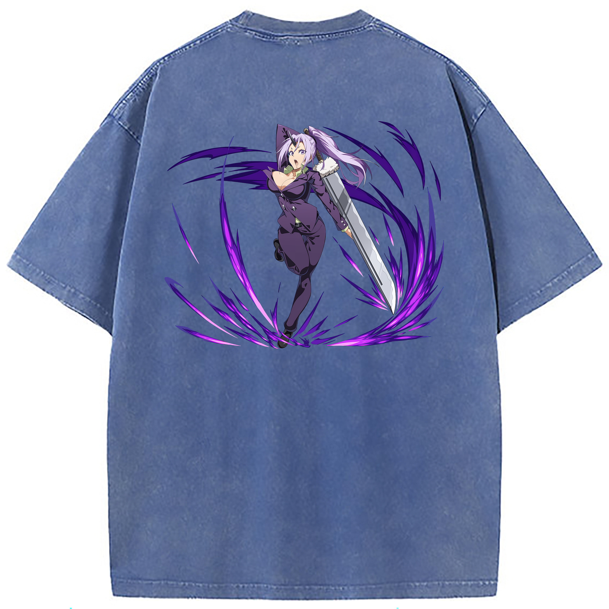 （画像用） 転スラ Regarding Reincarnated to Slime 綿100% ヴィンテージ風 半袖Tシャツ（背面プリント）