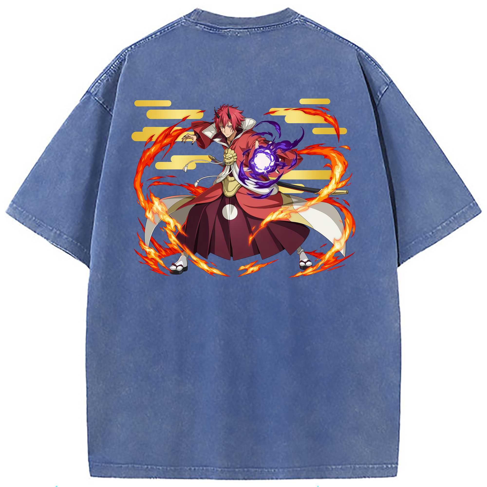 （画像用） 転スラ Regarding Reincarnated to Slime 綿100% ヴィンテージ風 半袖Tシャツ（背面プリント）