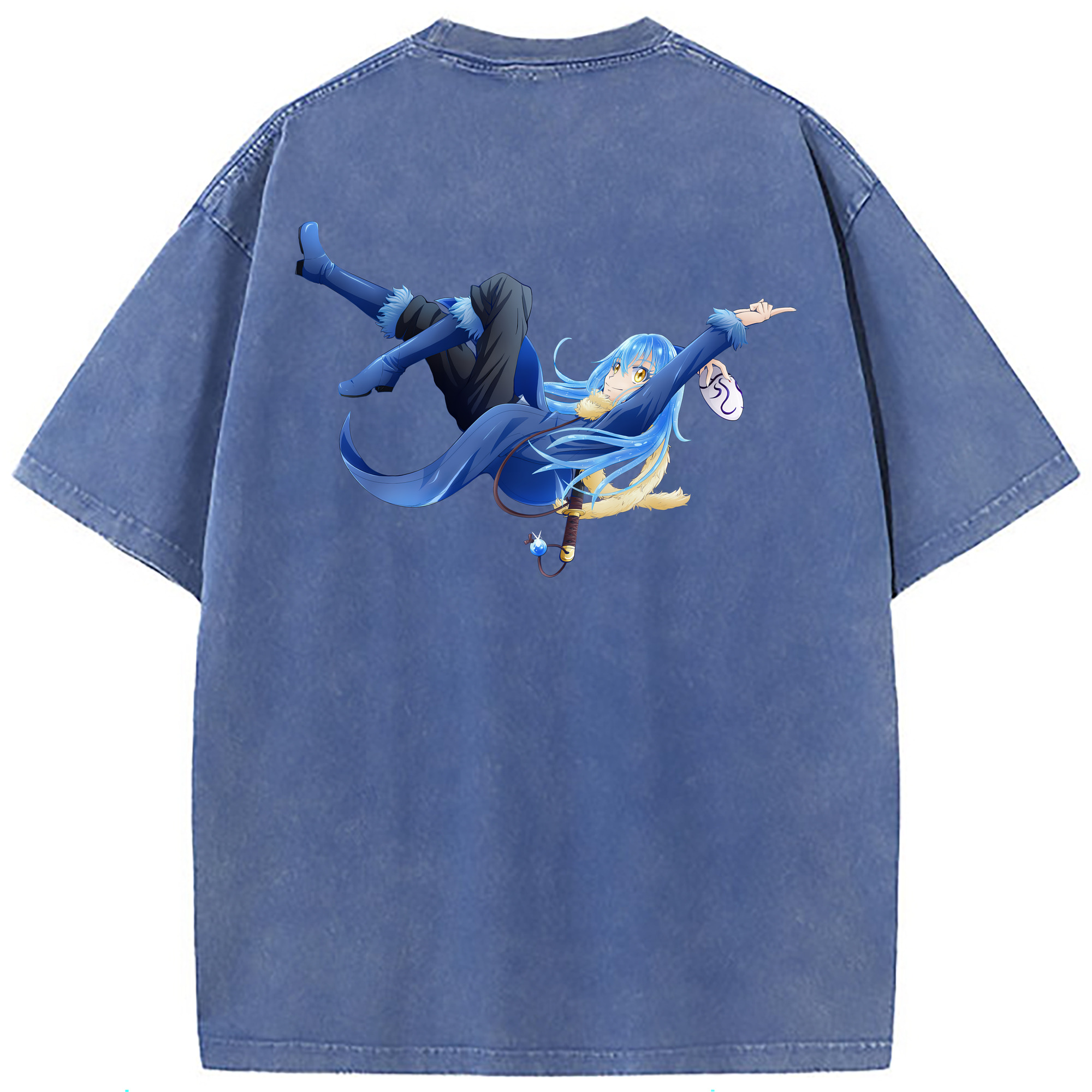 （画像用） 転スラ Regarding Reincarnated to Slime 綿100% ヴィンテージ風 半袖Tシャツ（背面プリント）