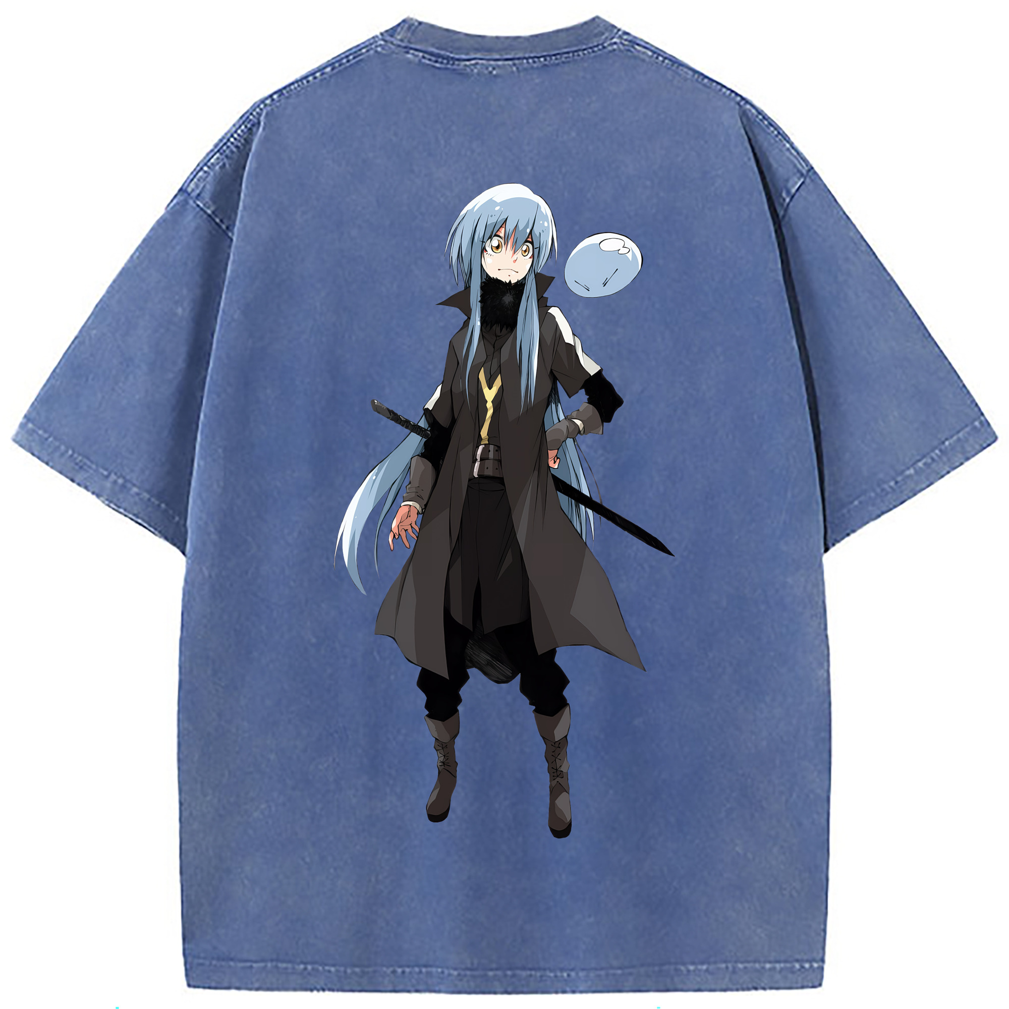 （画像用） 転スラ Regarding Reincarnated to Slime 綿100% ヴィンテージ風 半袖Tシャツ（背面プリント）