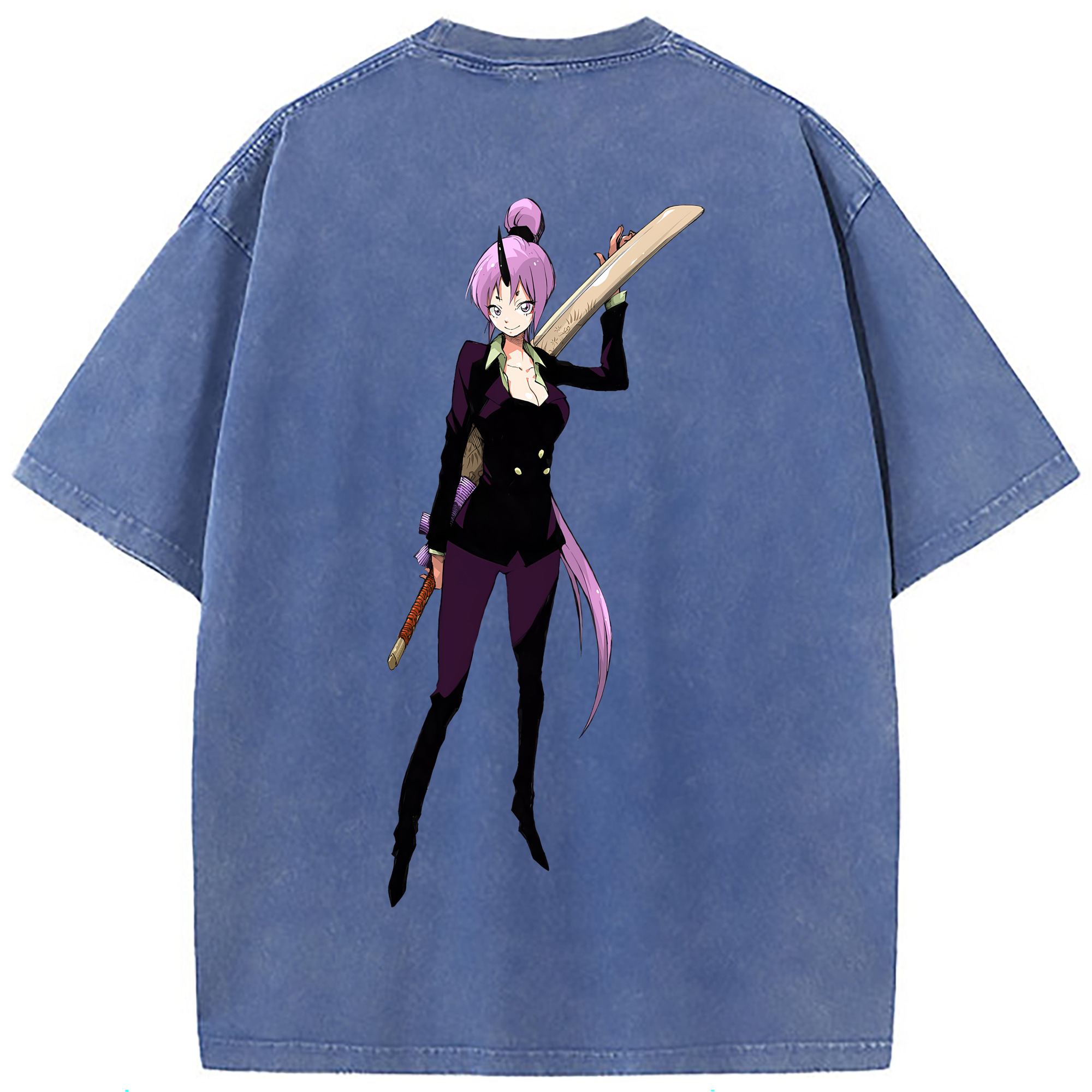 （画像用） 転スラ Regarding Reincarnated to Slime 綿100% ヴィンテージ風 半袖Tシャツ（背面プリント）