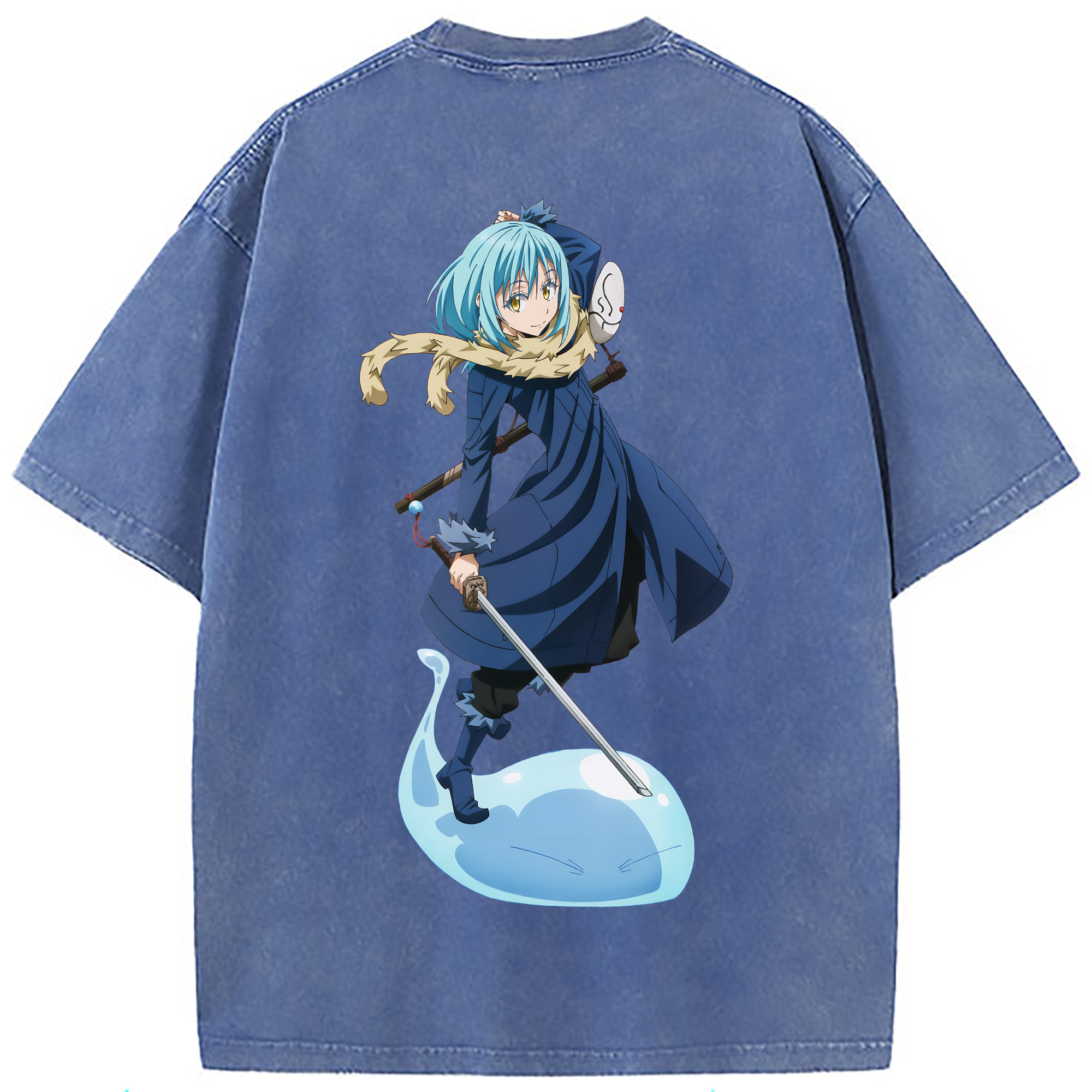 （画像用） 転スラ Regarding Reincarnated to Slime 綿100% ヴィンテージ風 半袖Tシャツ（背面プリント）