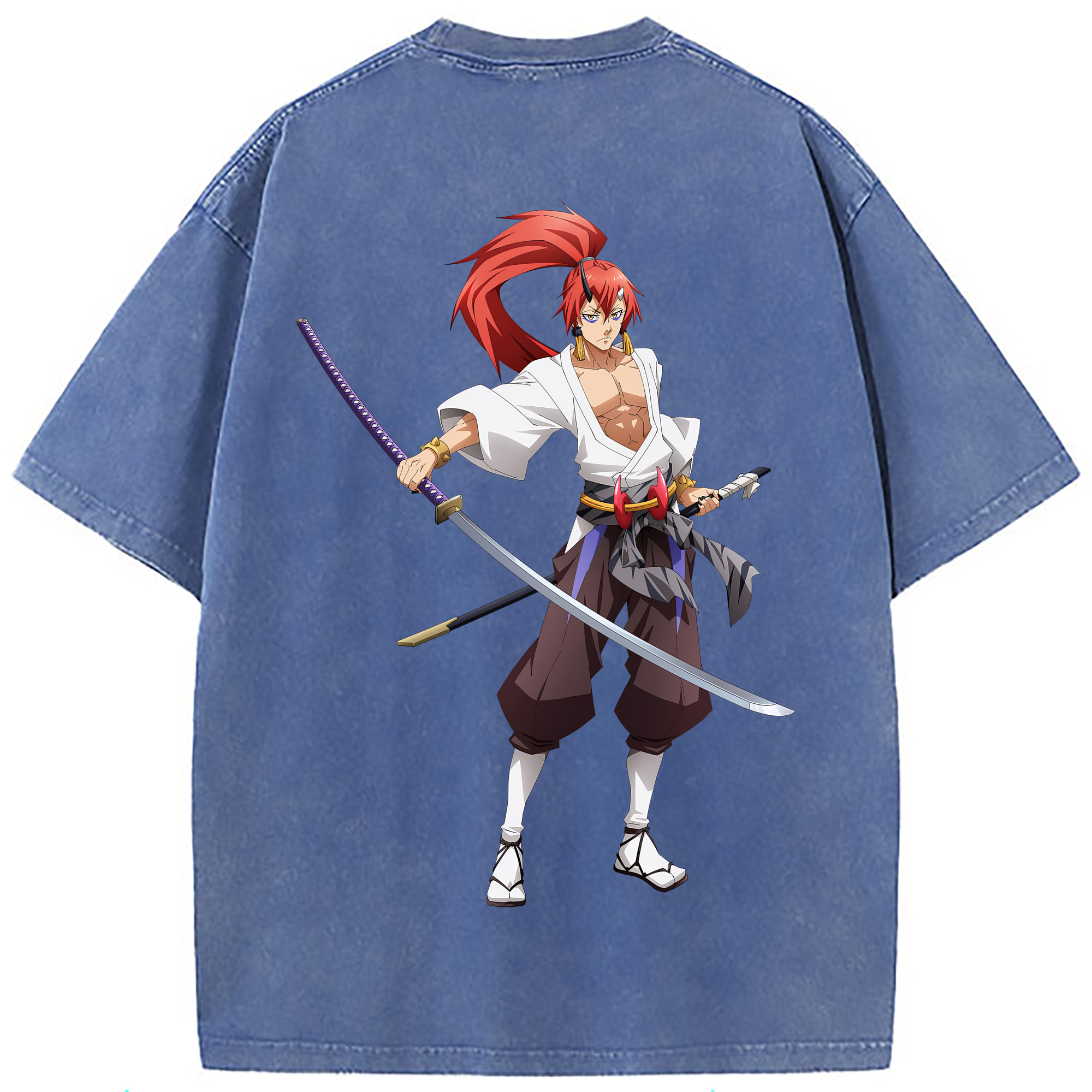 （画像用） 転スラ Regarding Reincarnated to Slime 綿100% ヴィンテージ風 半袖Tシャツ（背面プリント）