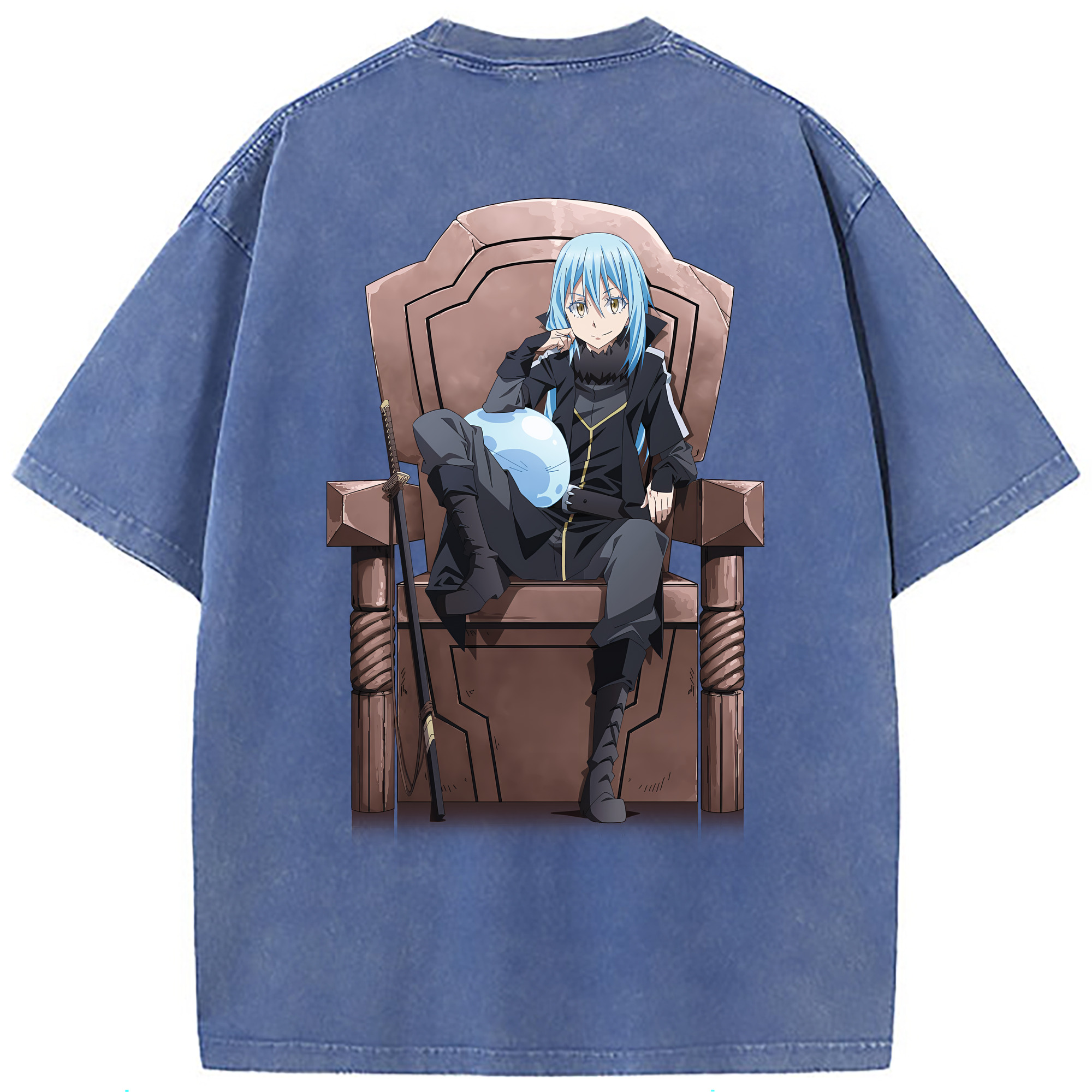 （画像用） 転スラ Regarding Reincarnated to Slime 綿100% ヴィンテージ風 半袖Tシャツ（背面プリント）