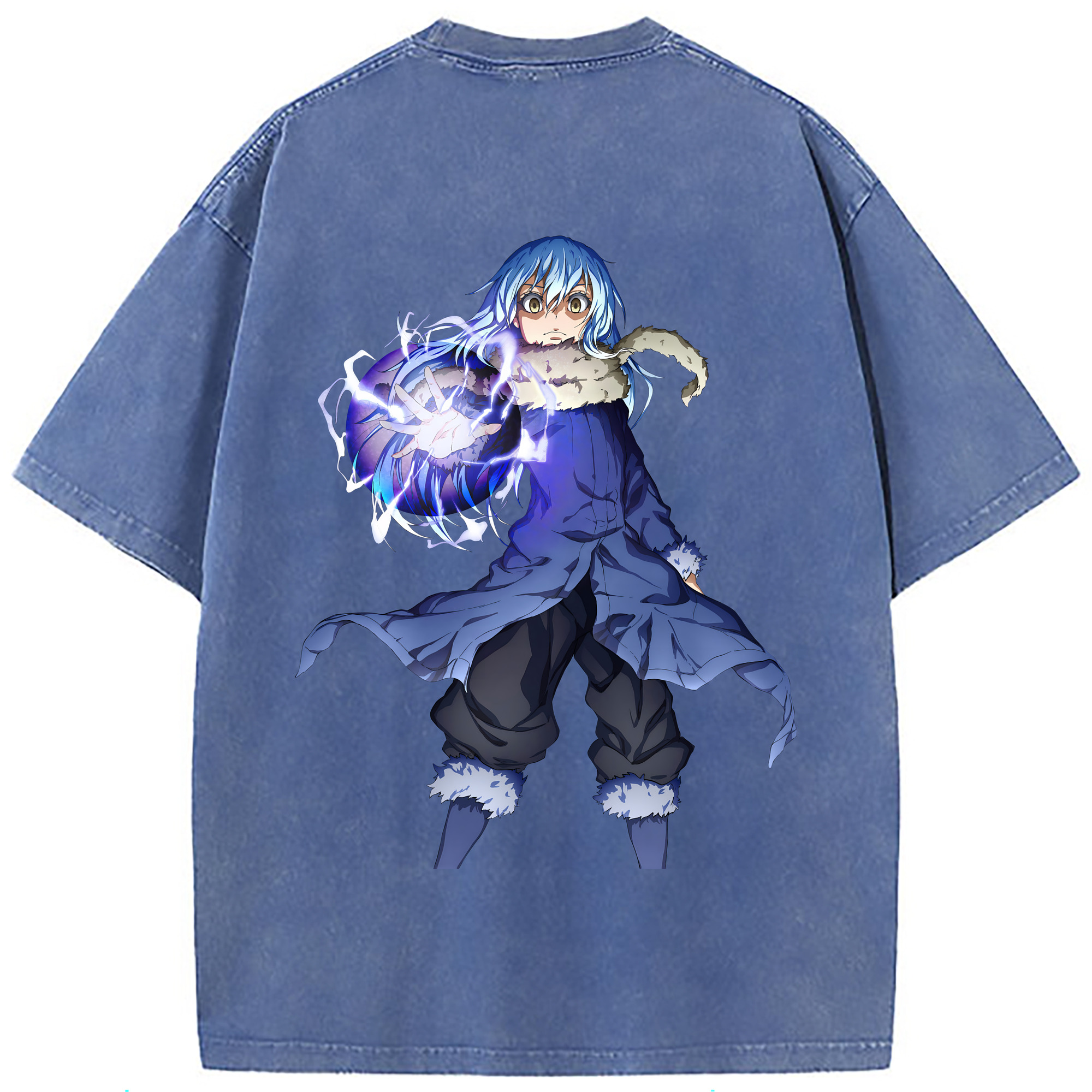 （画像用） 転スラ Regarding Reincarnated to Slime 綿100% ヴィンテージ風 半袖Tシャツ（背面プリント）