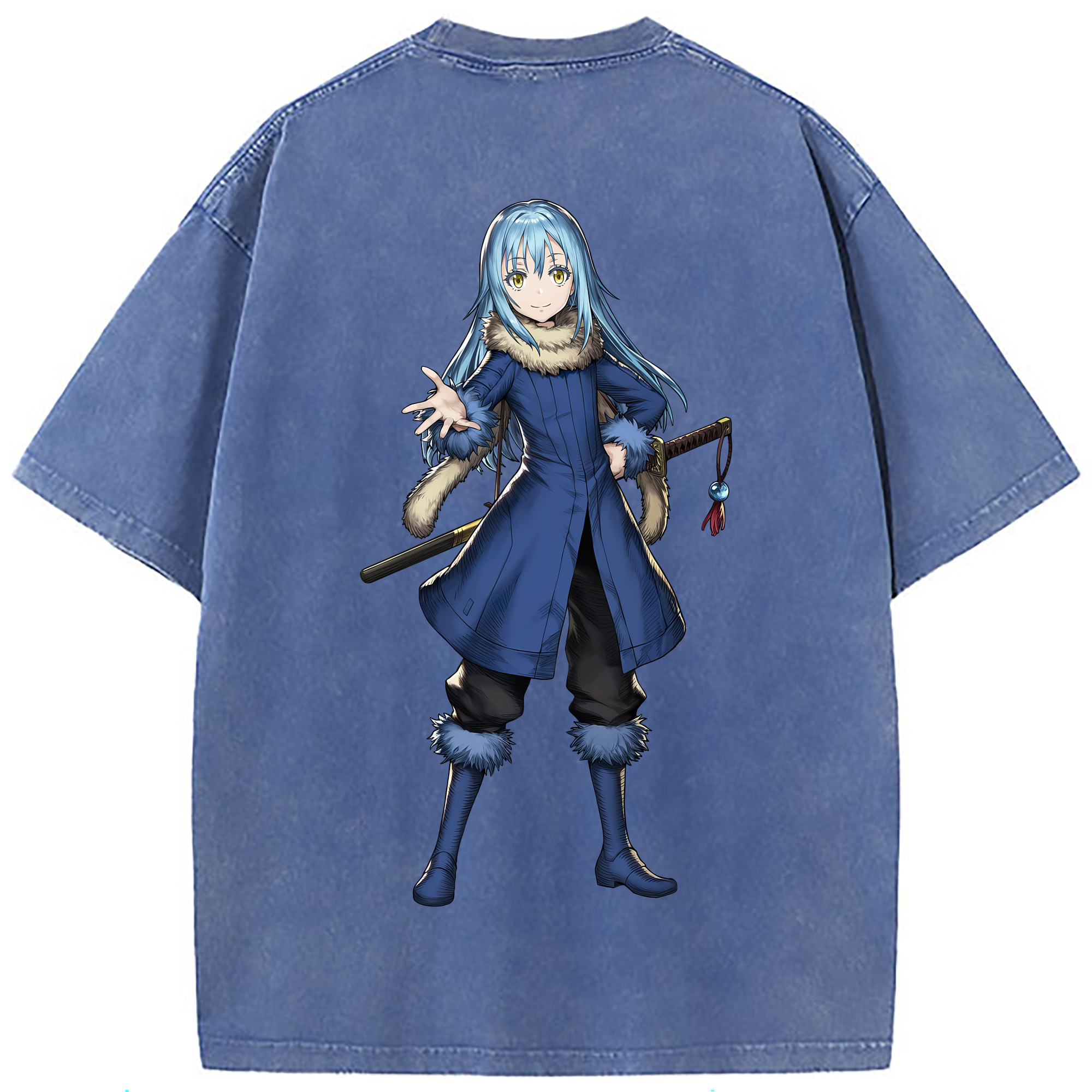 （画像用） 転スラ Regarding Reincarnated to Slime 綿100% ヴィンテージ風 半袖Tシャツ（背面プリント）