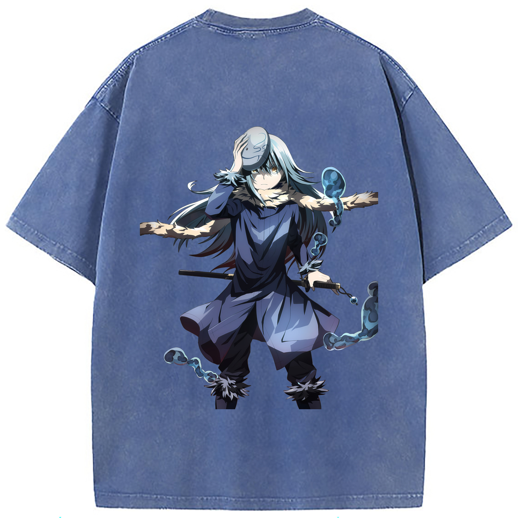 （画像用） 転スラ Regarding Reincarnated to Slime 綿100% ヴィンテージ風 半袖Tシャツ（背面プリント）