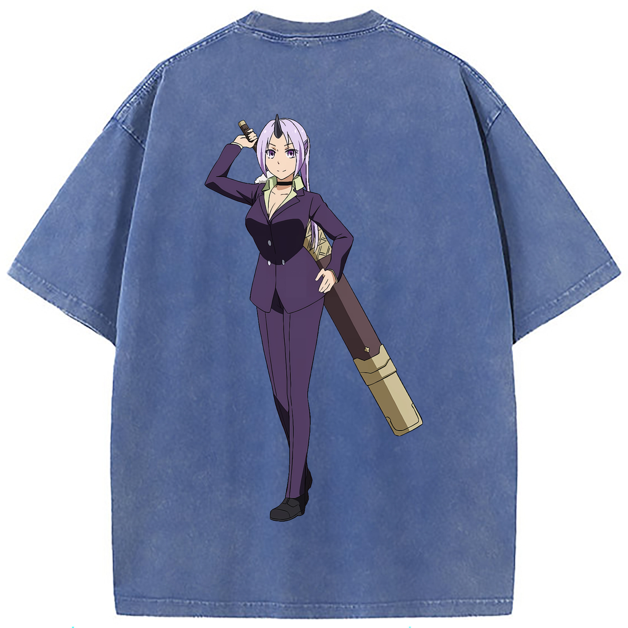 （画像用） 転スラ Regarding Reincarnated to Slime 綿100% ヴィンテージ風 半袖Tシャツ（背面プリント）