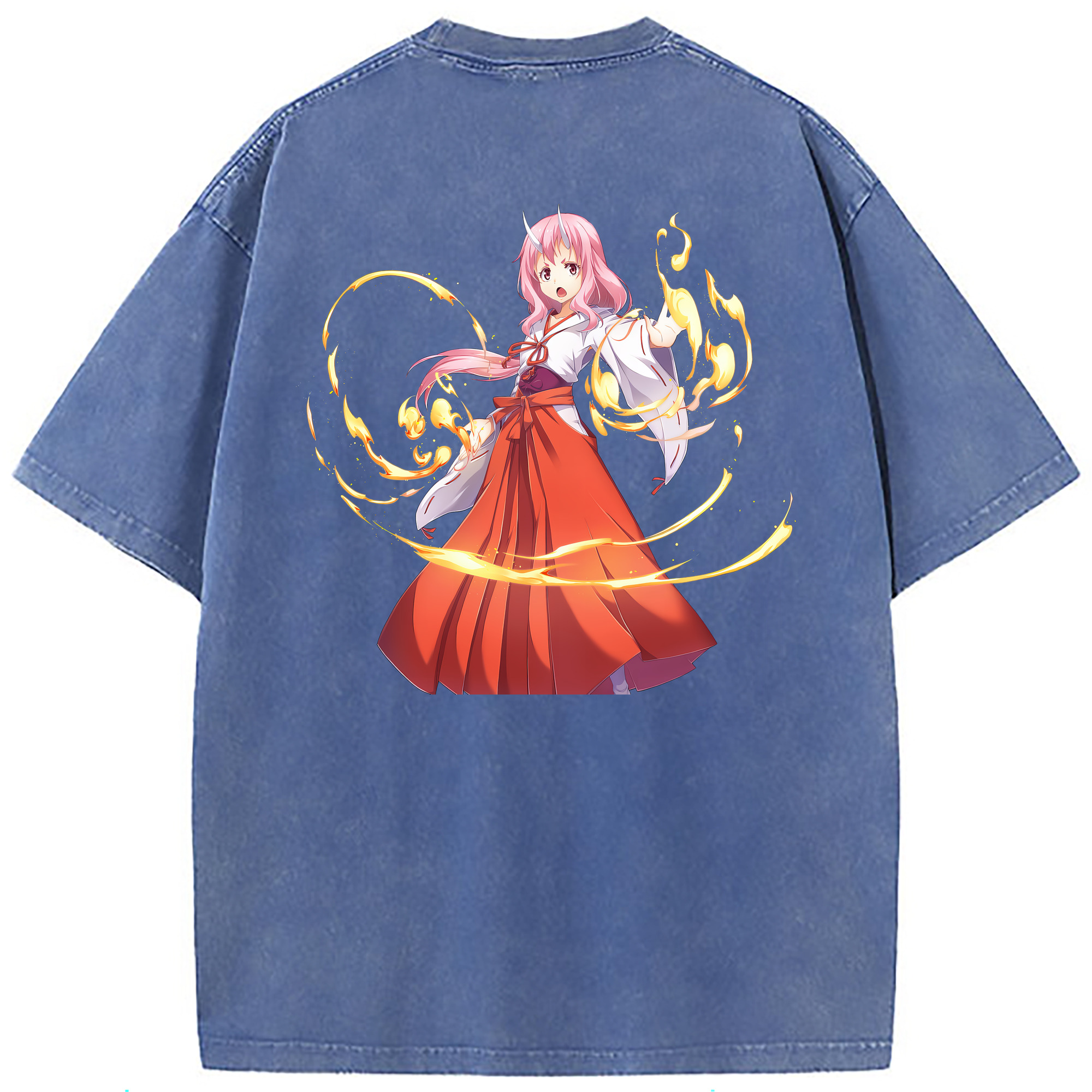 （画像用） 転スラ Regarding Reincarnated to Slime 綿100% ヴィンテージ風 半袖Tシャツ（背面プリント）