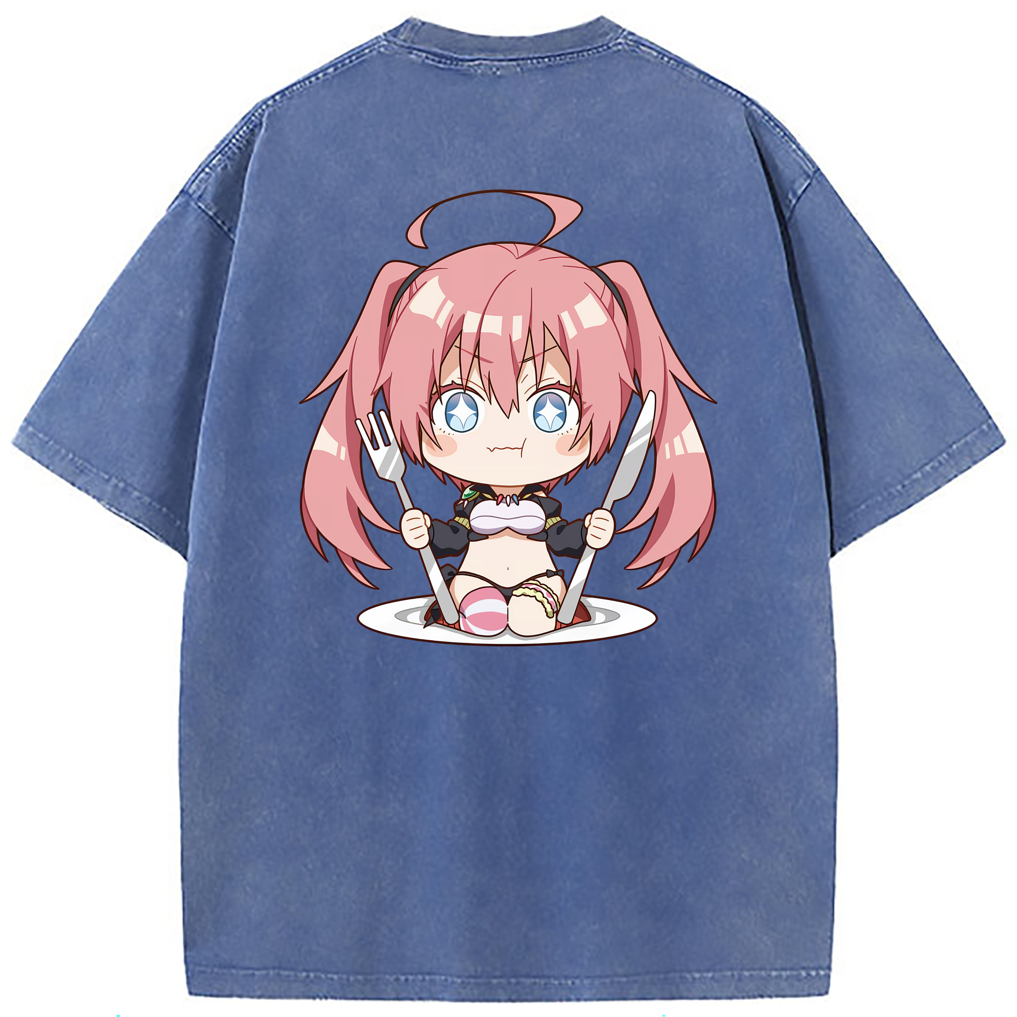 （画像用） 転スラ Regarding Reincarnated to Slime 綿100% ヴィンテージ風 半袖Tシャツ（背面プリント）