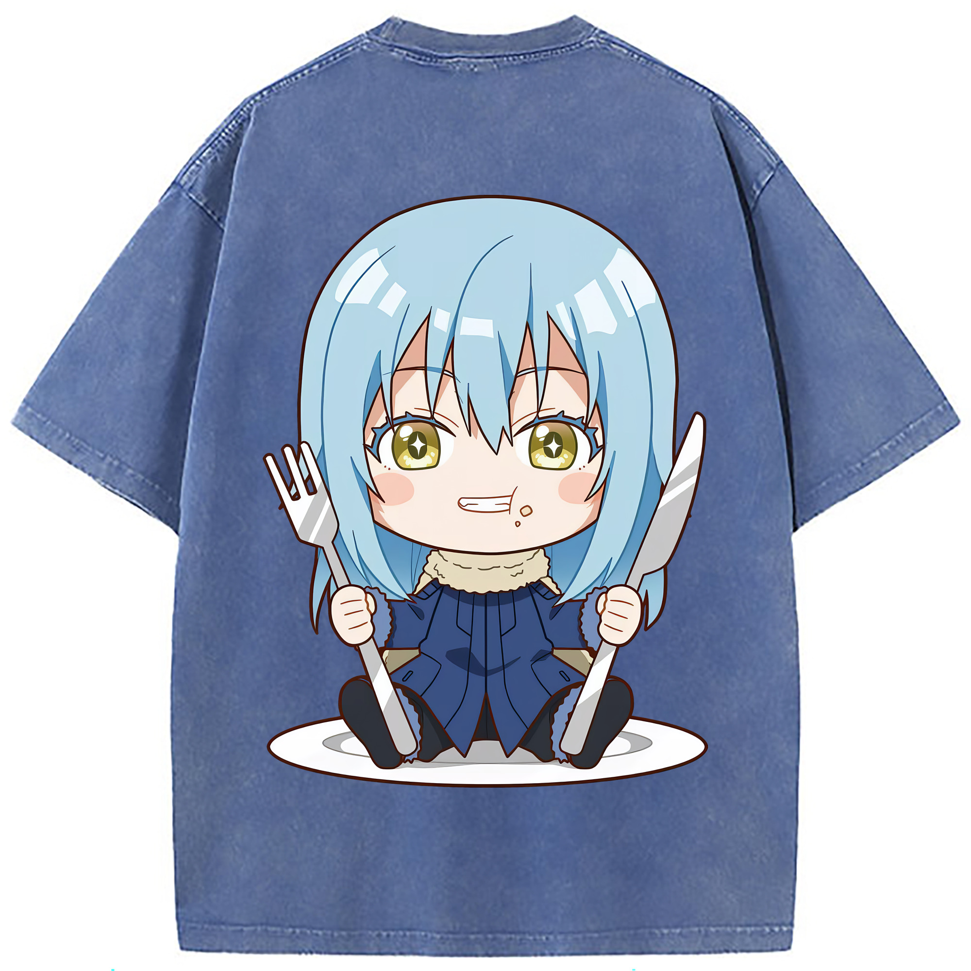 （画像用） 転スラ Regarding Reincarnated to Slime 綿100% ヴィンテージ風 半袖Tシャツ（背面プリント）