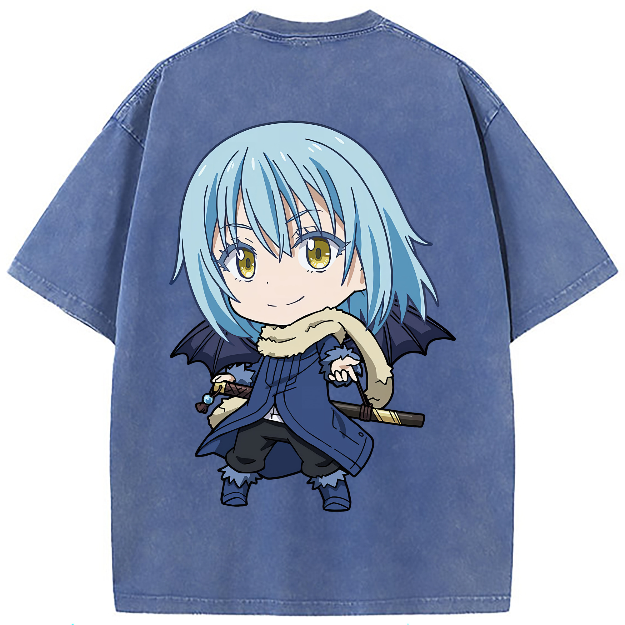 （画像用） 転スラ Regarding Reincarnated to Slime 綿100% ヴィンテージ風 半袖Tシャツ（背面プリント）