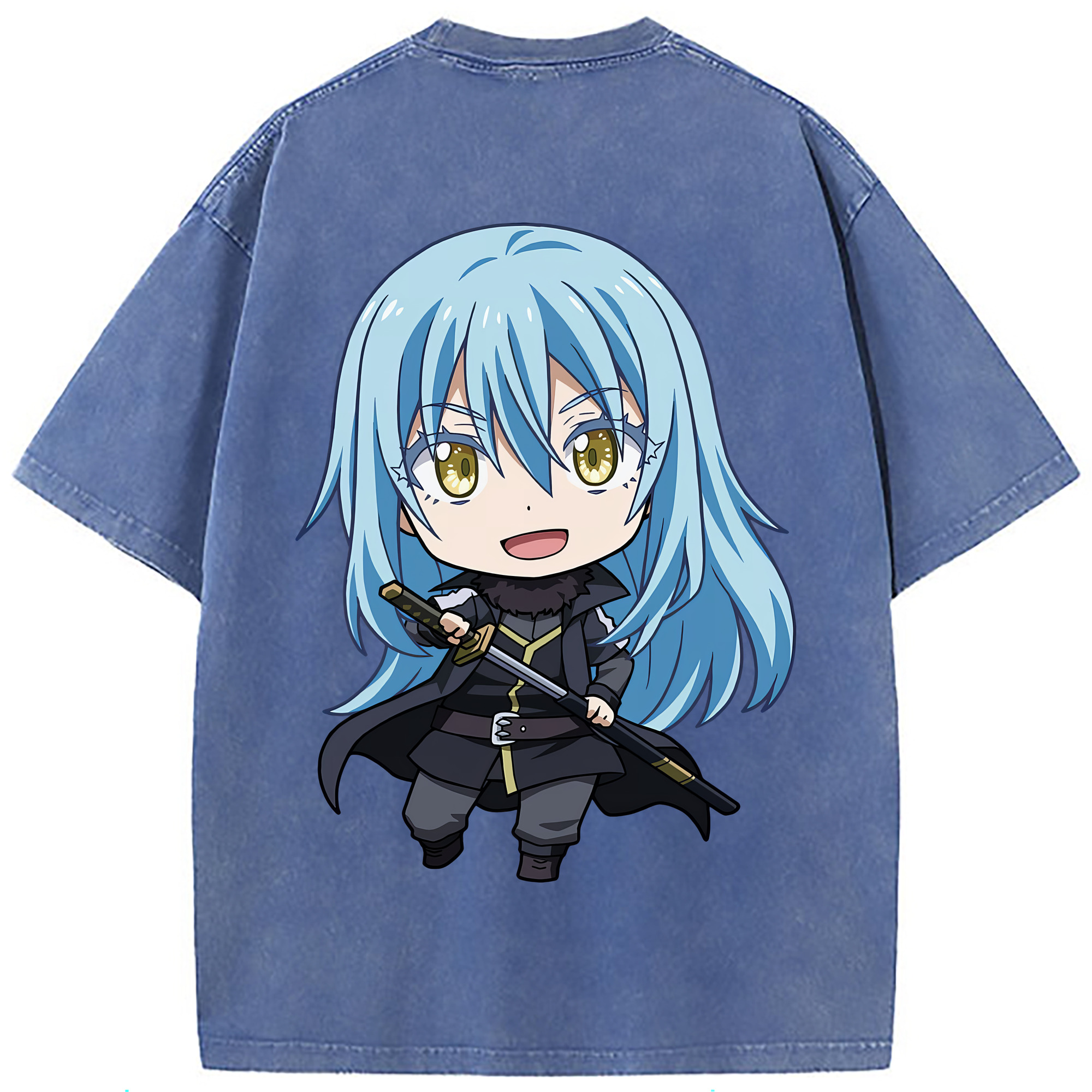 （画像用） 転スラ Regarding Reincarnated to Slime 綿100% ヴィンテージ風 半袖Tシャツ（背面プリント）