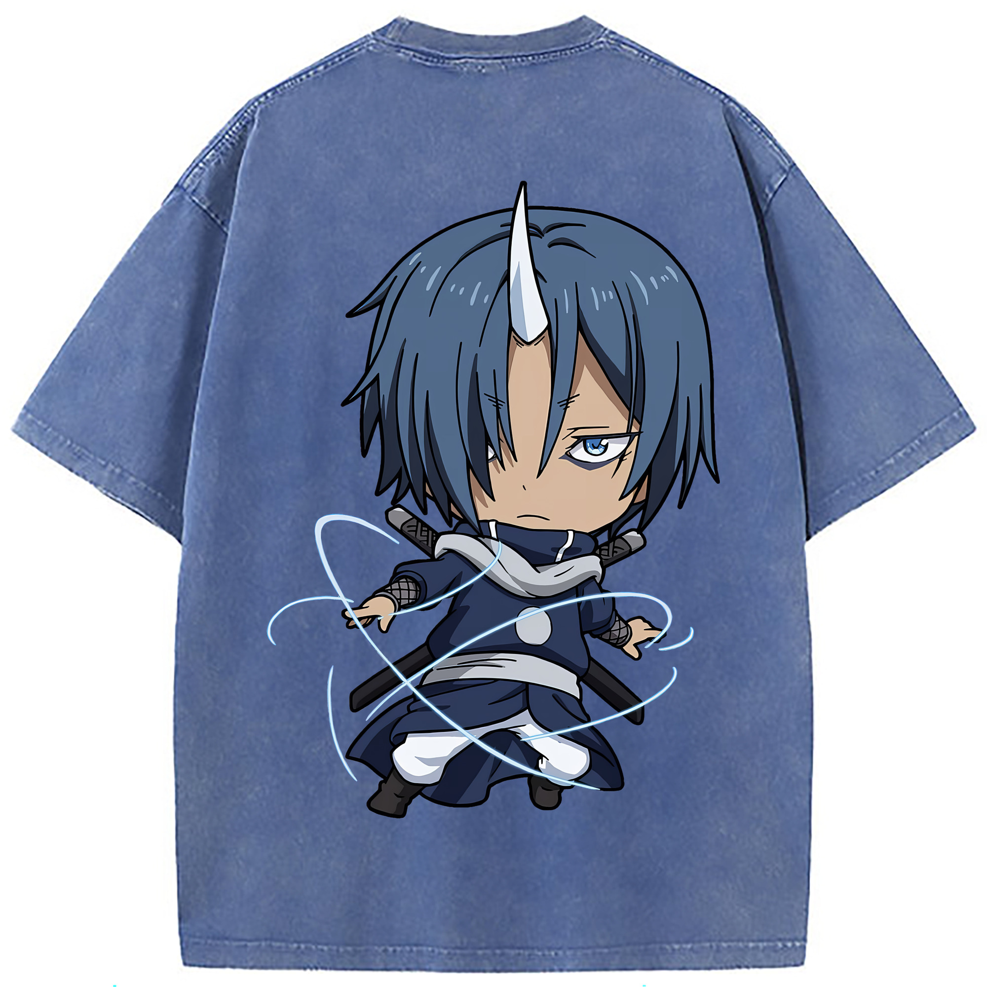 （画像用） 転スラ Regarding Reincarnated to Slime 綿100% ヴィンテージ風 半袖Tシャツ（背面プリント）