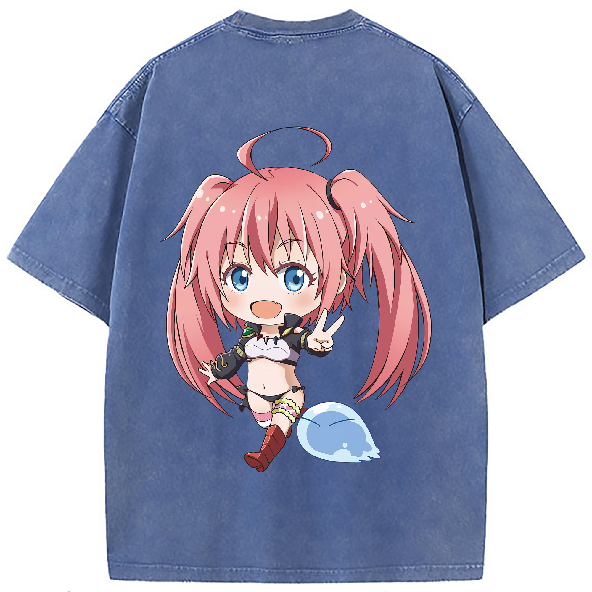 （画像用） 転スラ Regarding Reincarnated to Slime 綿100% ヴィンテージ風 半袖Tシャツ（背面プリント）