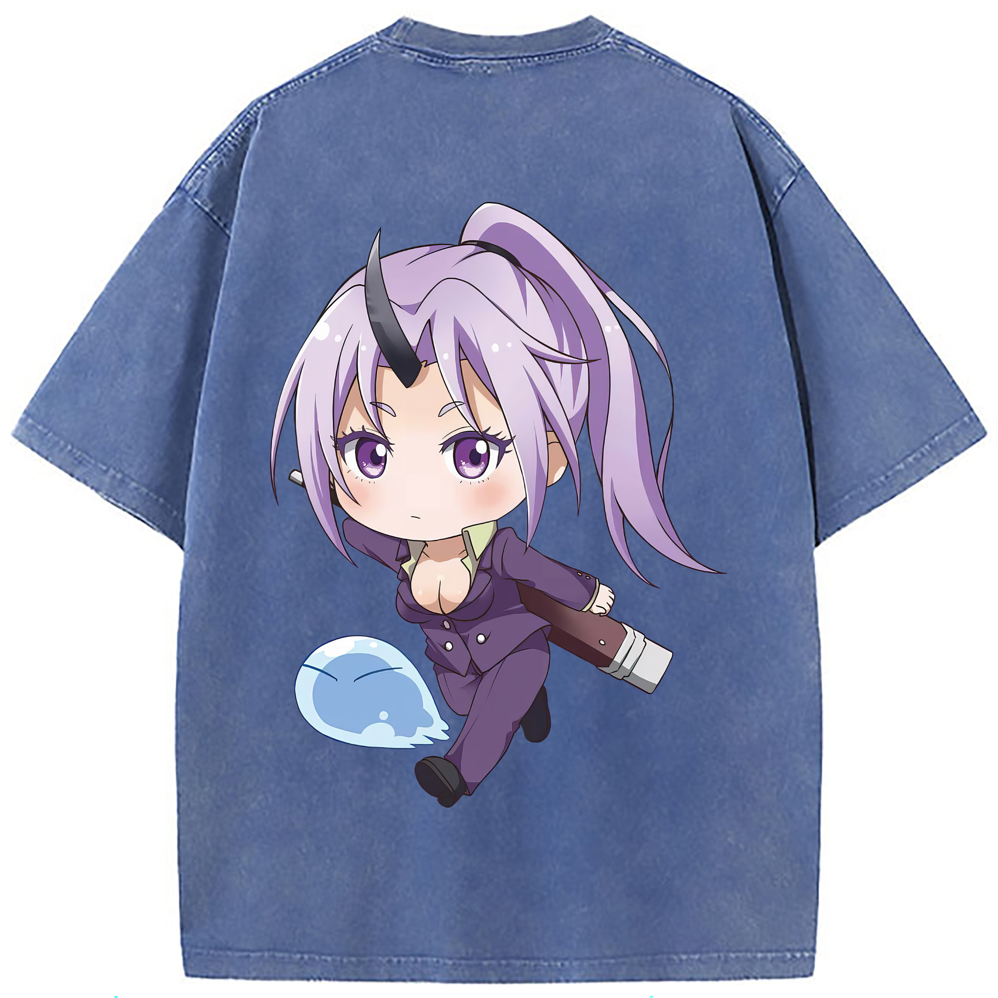 （画像用） 転スラ Regarding Reincarnated to Slime 綿100% ヴィンテージ風 半袖Tシャツ（背面プリント）