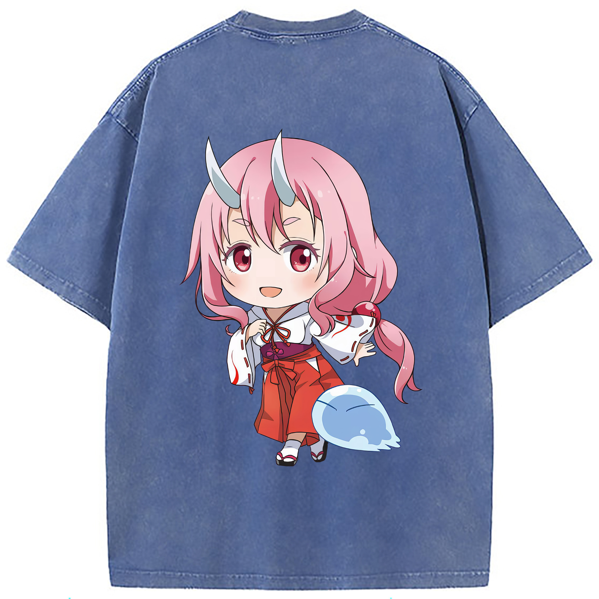 （画像用） 転スラ Regarding Reincarnated to Slime 綿100% ヴィンテージ風 半袖Tシャツ（背面プリント）