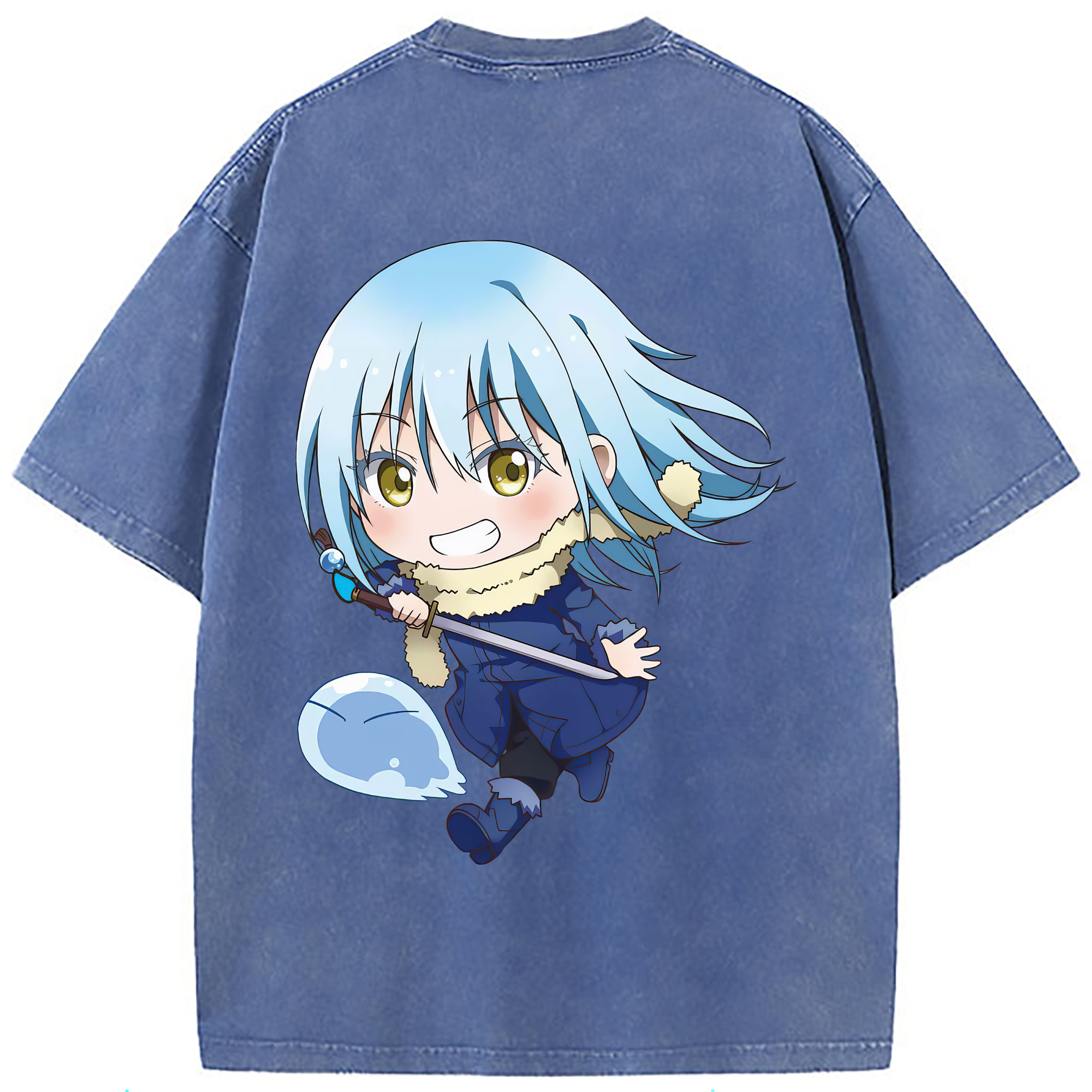 （画像用） 転スラ Regarding Reincarnated to Slime 綿100% ヴィンテージ風 半袖Tシャツ（背面プリント）