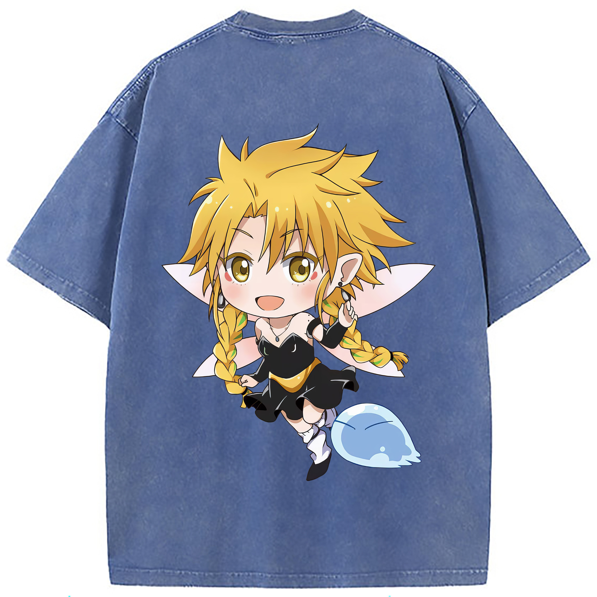 （画像用） 転スラ Regarding Reincarnated to Slime 綿100% ヴィンテージ風 半袖Tシャツ（背面プリント）