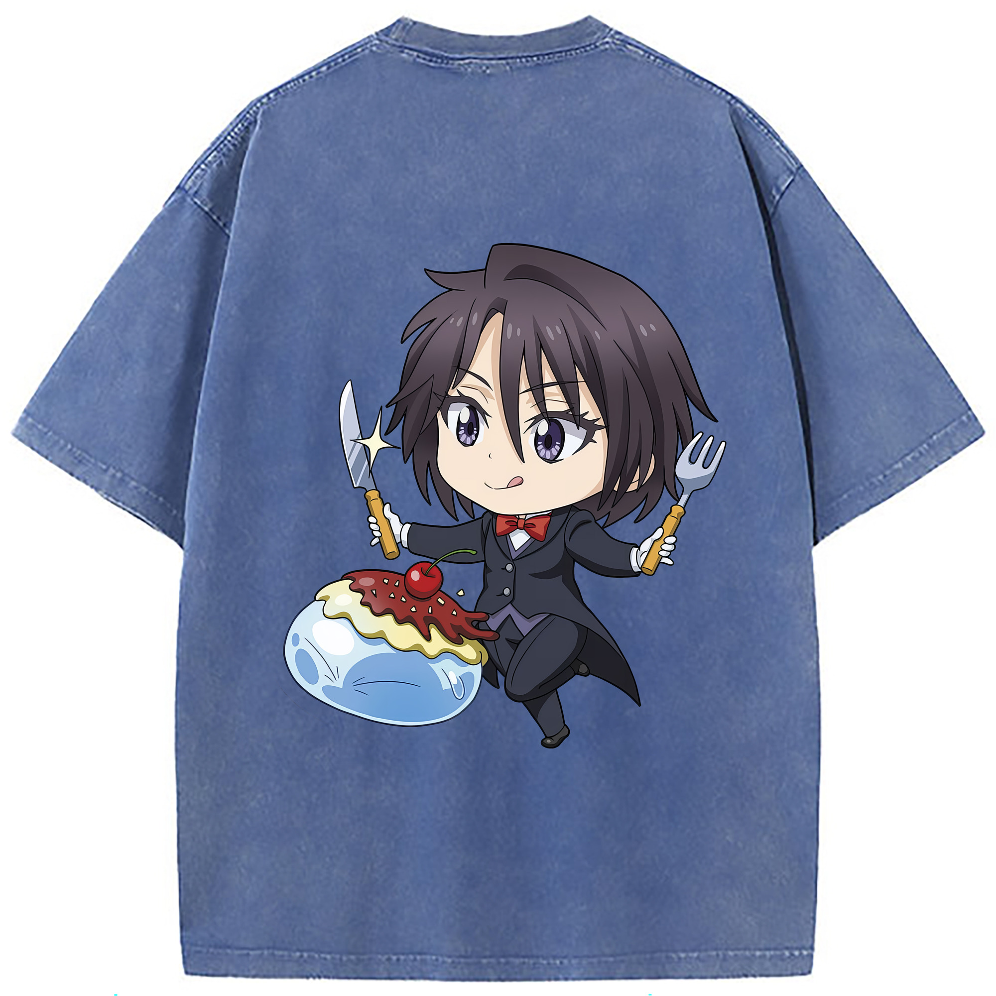 （画像用） 転スラ Regarding Reincarnated to Slime 綿100% ヴィンテージ風 半袖Tシャツ（背面プリント）