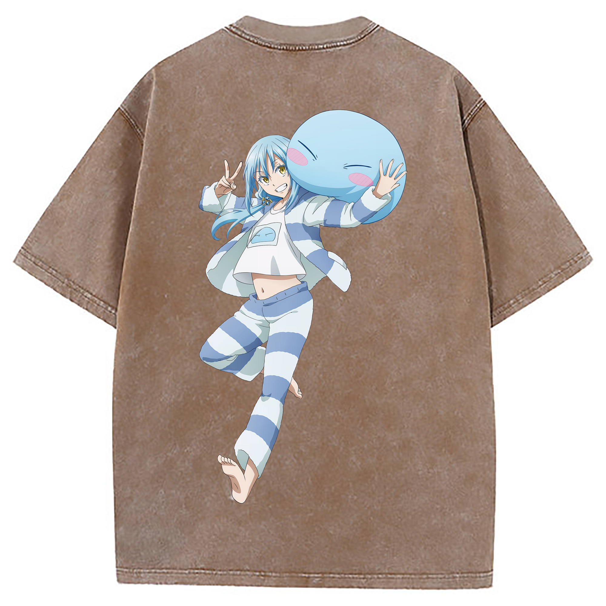 （画像用） 転スラ Regarding Reincarnated to Slime 綿100% ヴィンテージ風 半袖Tシャツ（背面プリント）