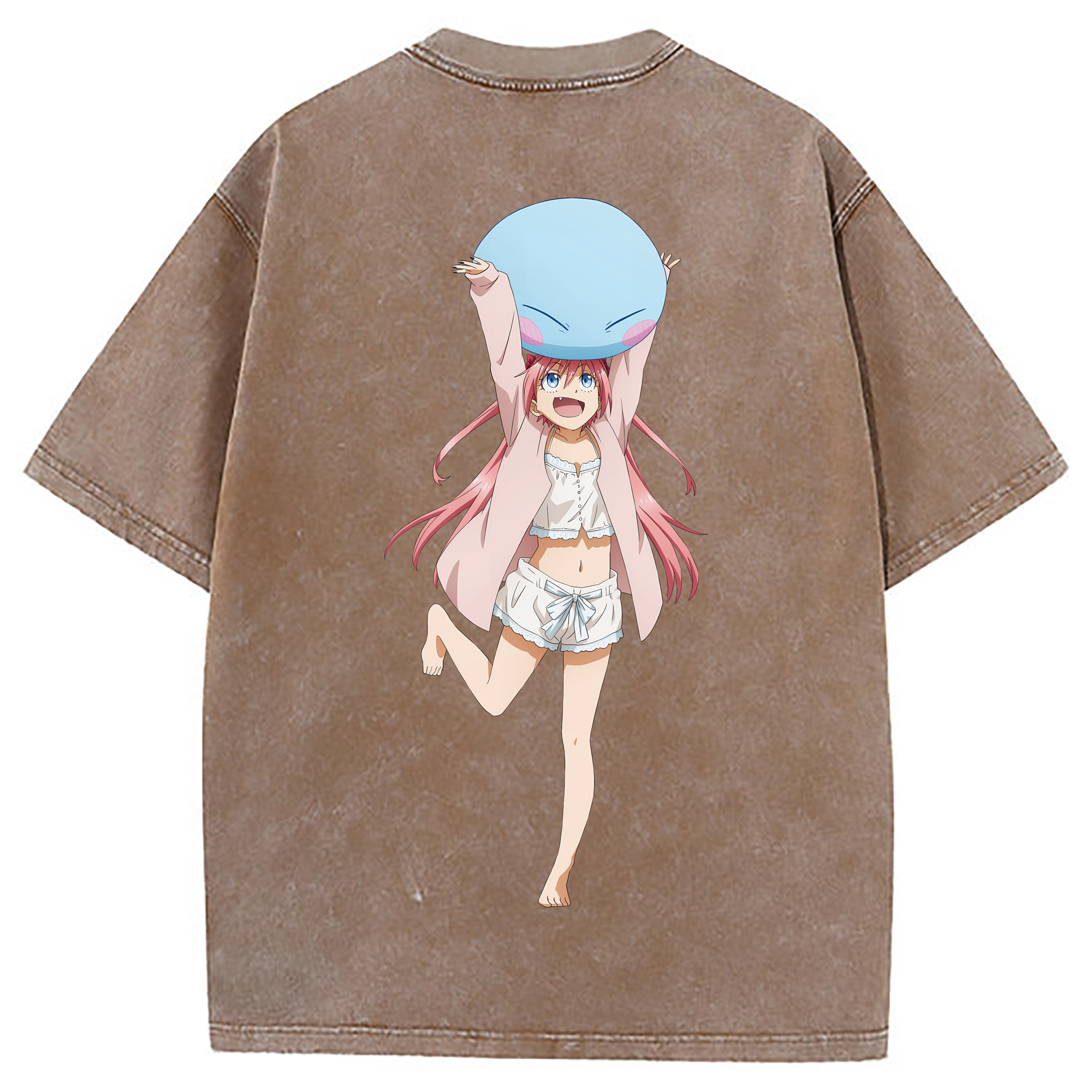 （画像用） 転スラ Regarding Reincarnated to Slime 綿100% ヴィンテージ風 半袖Tシャツ（背面プリント）