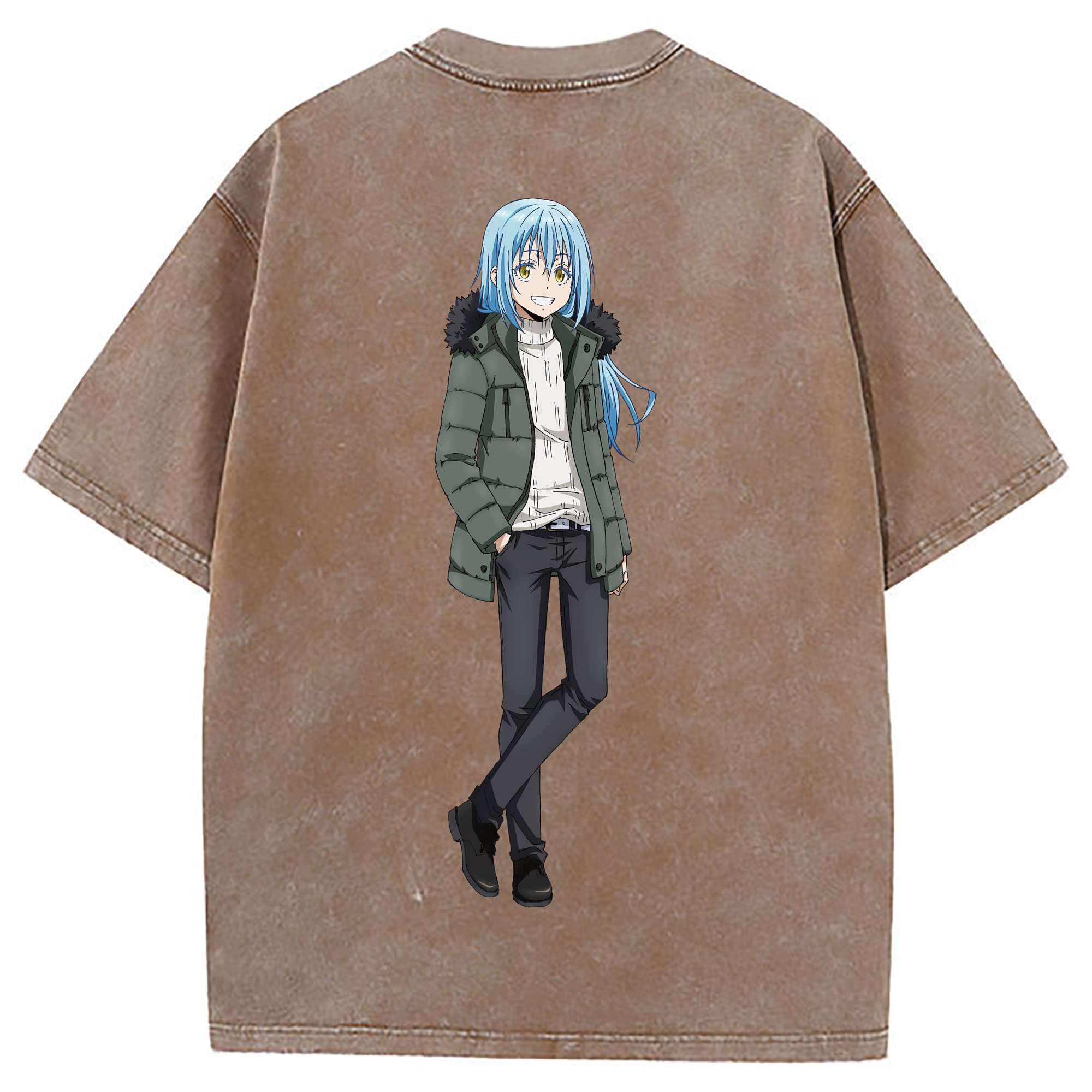 （画像用） 転スラ Regarding Reincarnated to Slime 綿100% ヴィンテージ風 半袖Tシャツ（背面プリント）