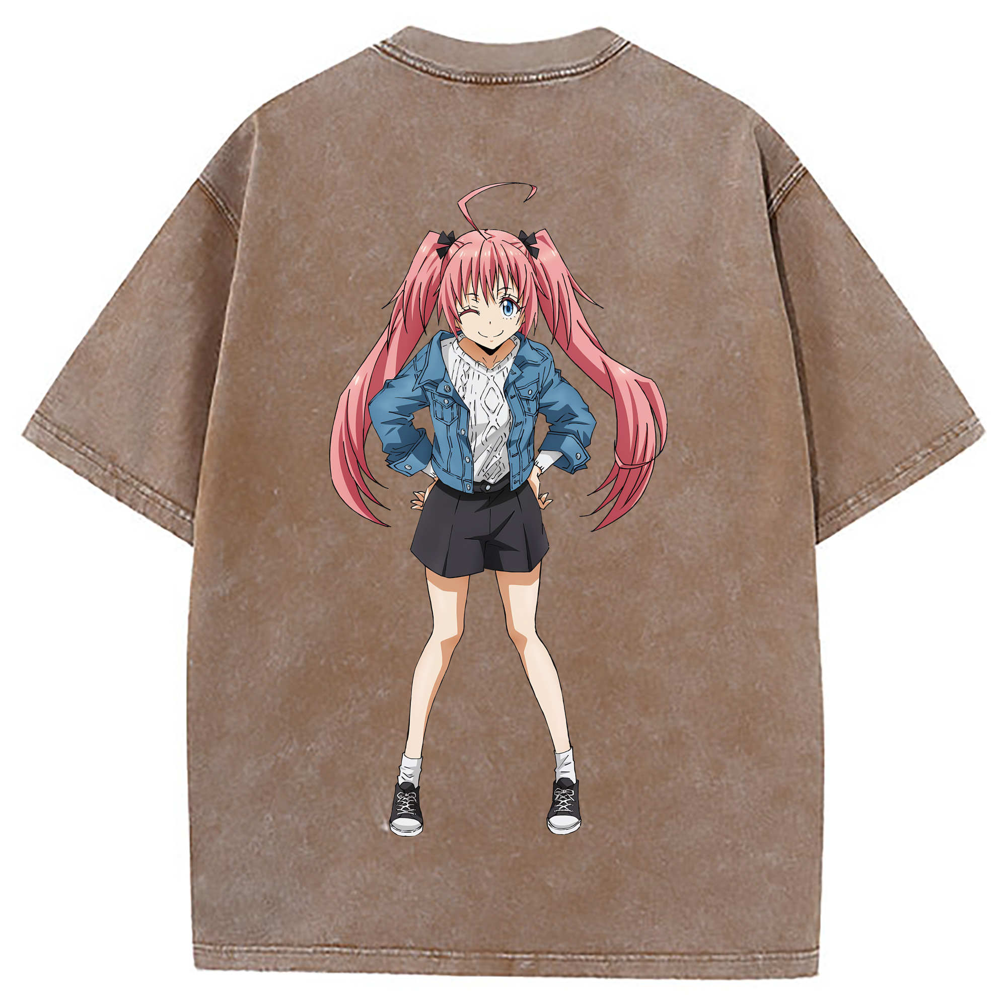 （画像用） 転スラ Regarding Reincarnated to Slime 綿100% ヴィンテージ風 半袖Tシャツ（背面プリント）