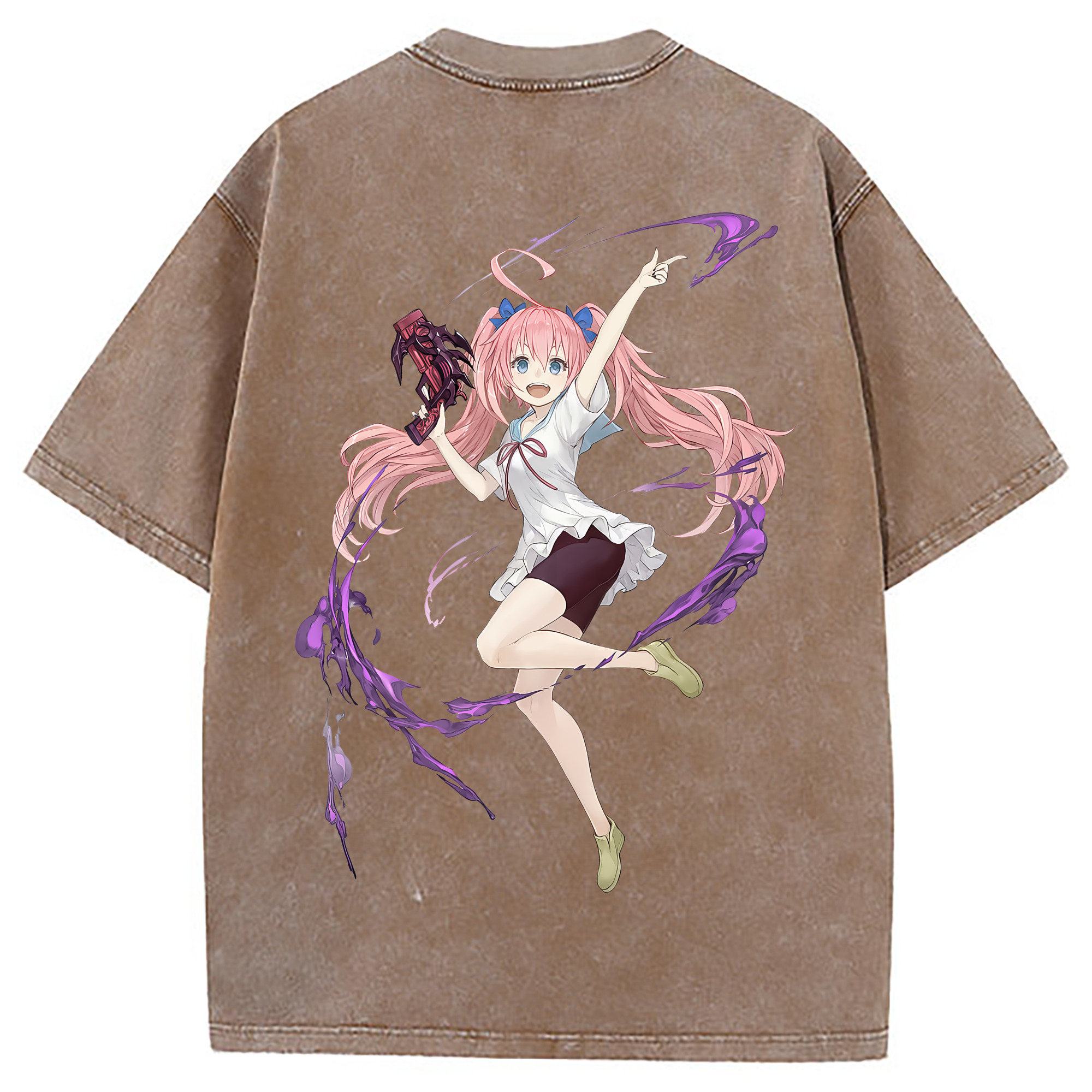 （画像用） 転スラ Regarding Reincarnated to Slime 綿100% ヴィンテージ風 半袖Tシャツ（背面プリント）