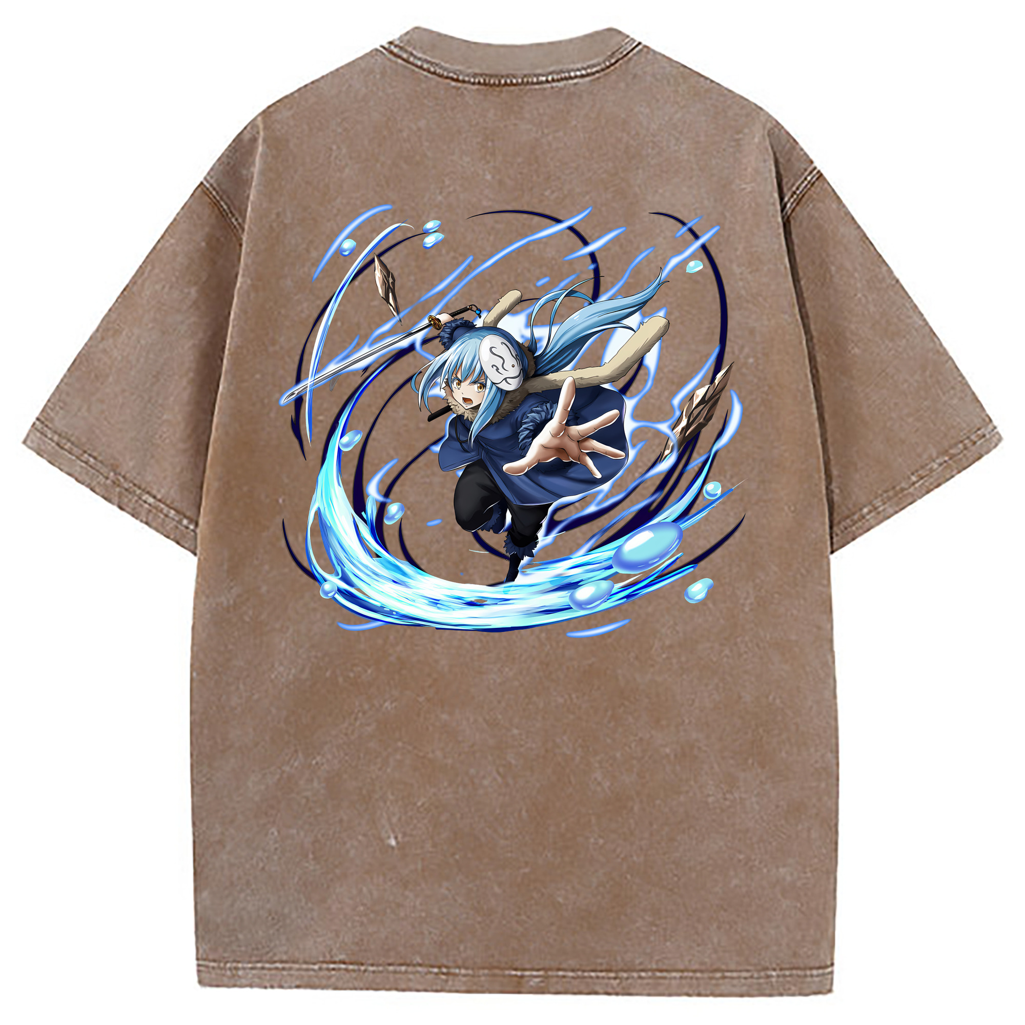（画像用） 転スラ Regarding Reincarnated to Slime 綿100% ヴィンテージ風 半袖Tシャツ（背面プリント）