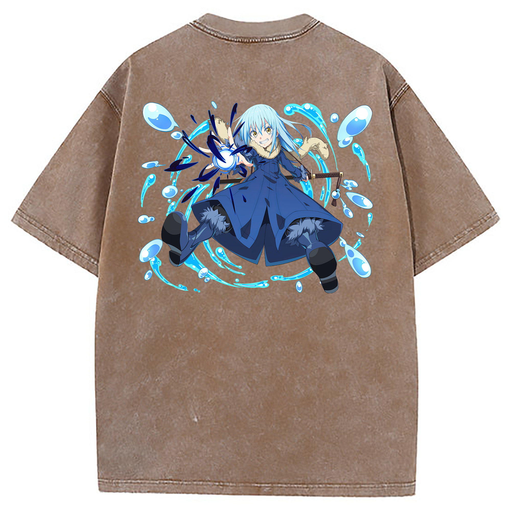 （画像用） 転スラ Regarding Reincarnated to Slime 綿100% ヴィンテージ風 半袖Tシャツ（背面プリント）
