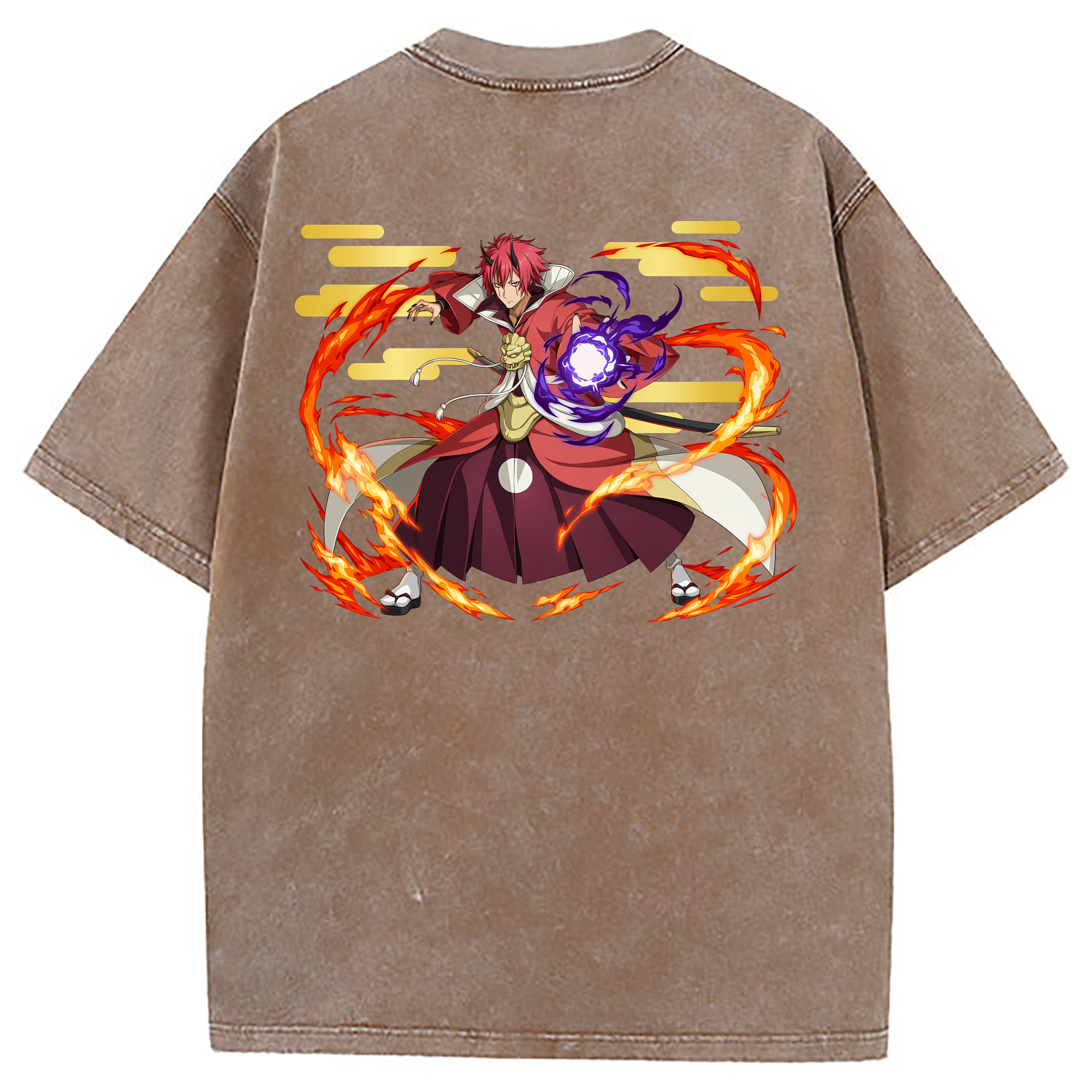 （画像用） 転スラ Regarding Reincarnated to Slime 綿100% ヴィンテージ風 半袖Tシャツ（背面プリント）