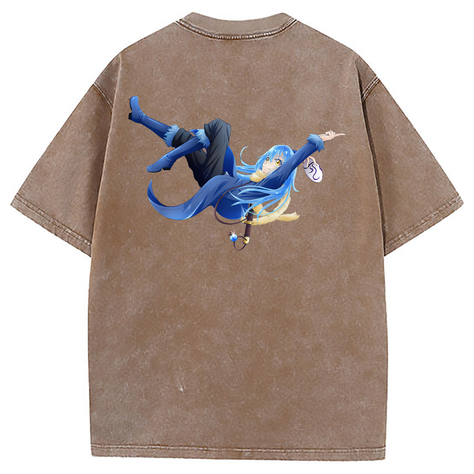 （画像用） 転スラ Regarding Reincarnated to Slime 綿100% ヴィンテージ風 半袖Tシャツ（背面プリント）