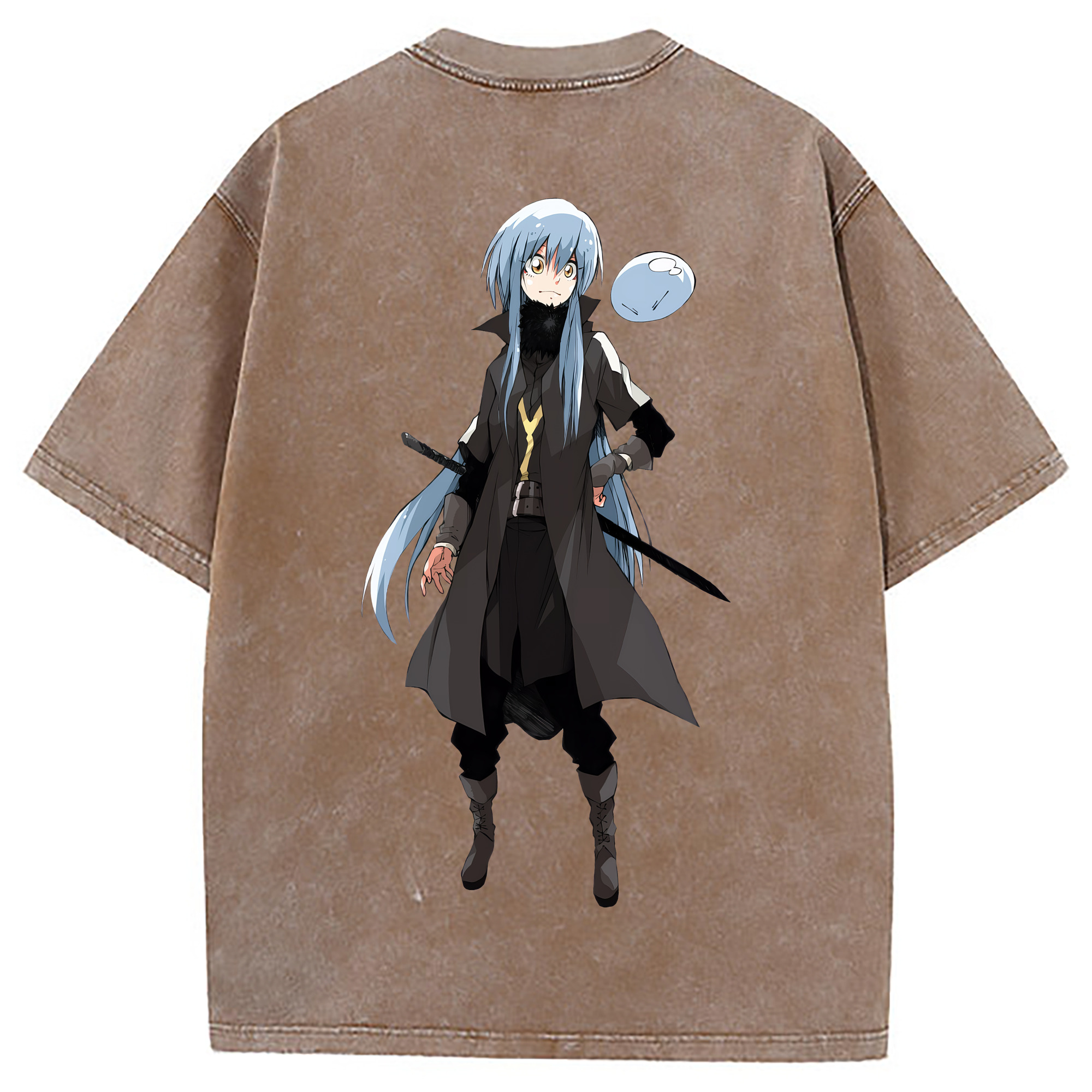 （画像用） 転スラ Regarding Reincarnated to Slime 綿100% ヴィンテージ風 半袖Tシャツ（背面プリント）