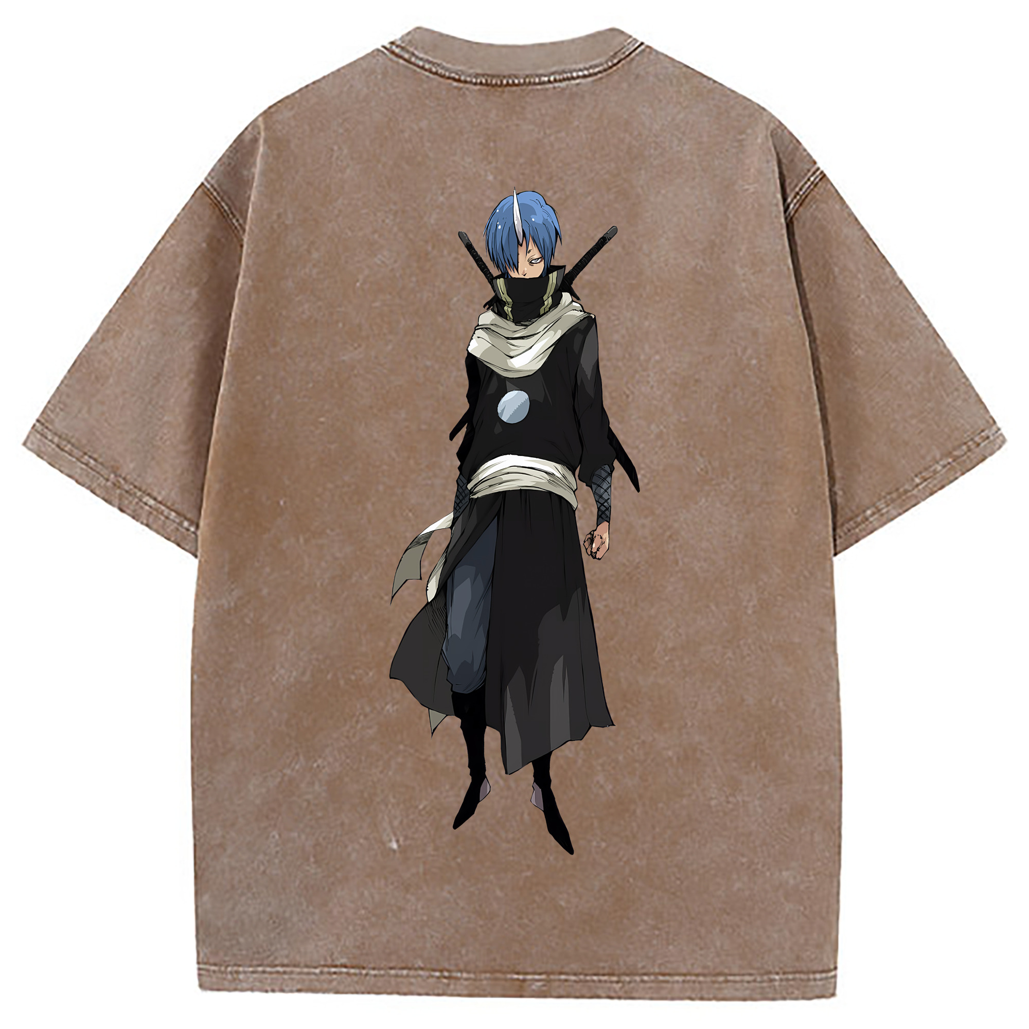 （画像用） 転スラ Regarding Reincarnated to Slime 綿100% ヴィンテージ風 半袖Tシャツ（背面プリント）