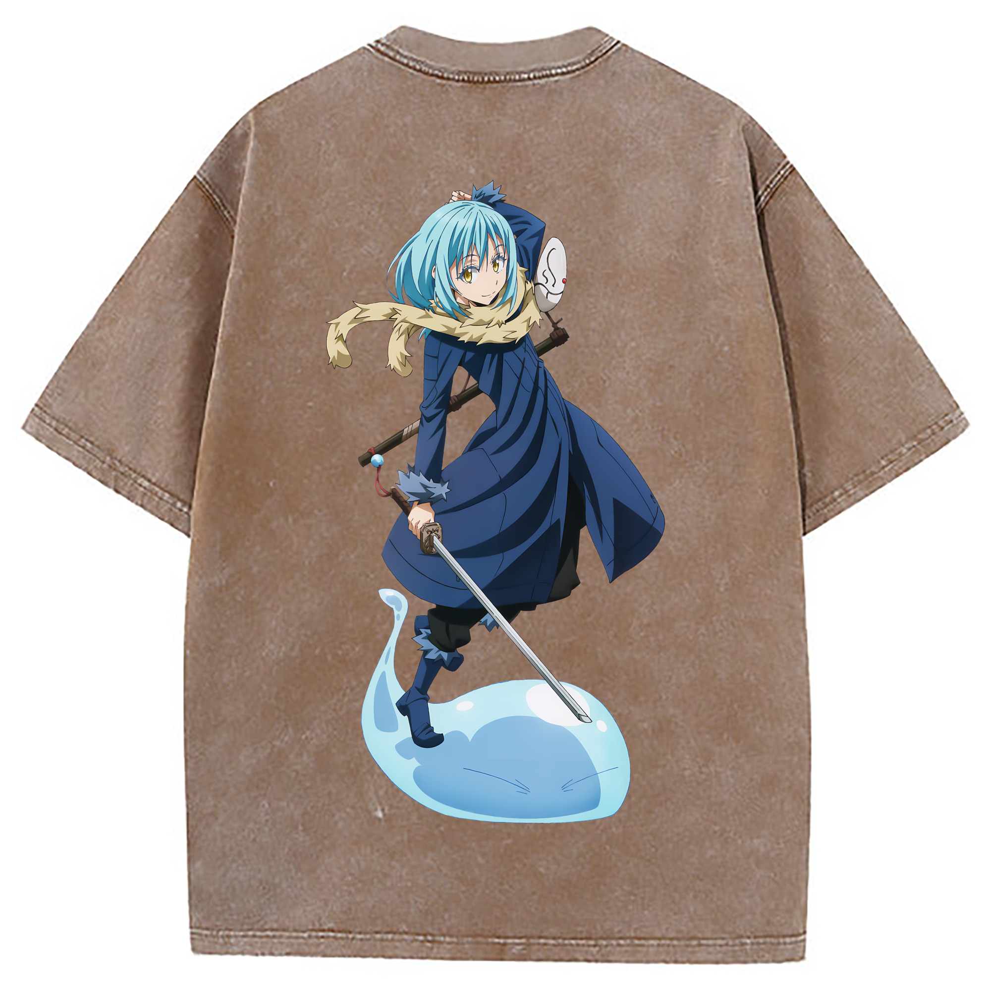 （画像用） 転スラ Regarding Reincarnated to Slime 綿100% ヴィンテージ風 半袖Tシャツ（背面プリント）