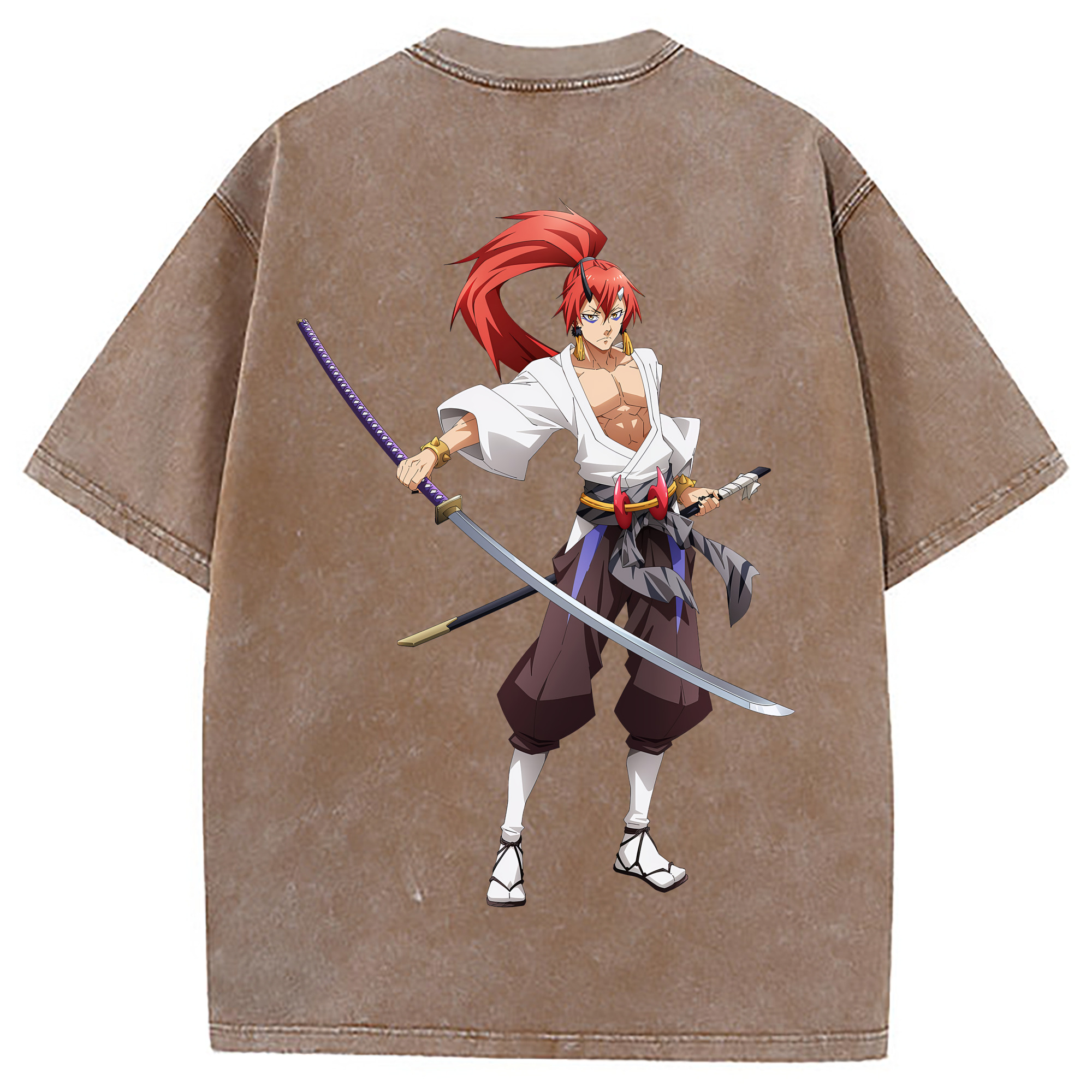 （画像用） 転スラ Regarding Reincarnated to Slime 綿100% ヴィンテージ風 半袖Tシャツ（背面プリント）