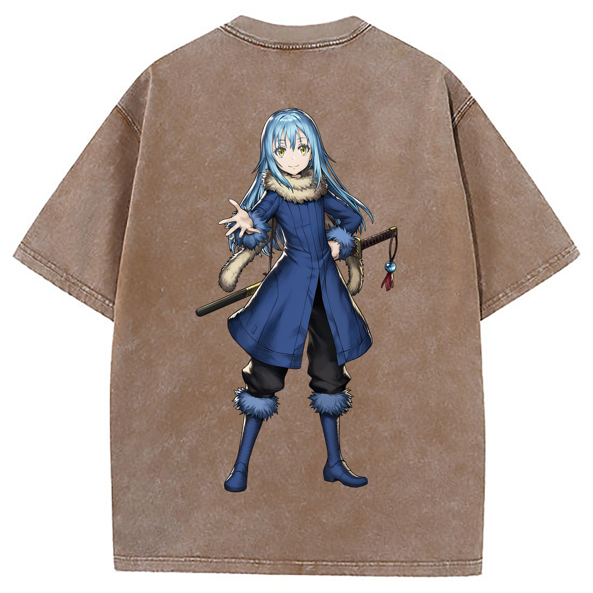 （画像用） 転スラ Regarding Reincarnated to Slime 綿100% ヴィンテージ風 半袖Tシャツ（背面プリント）