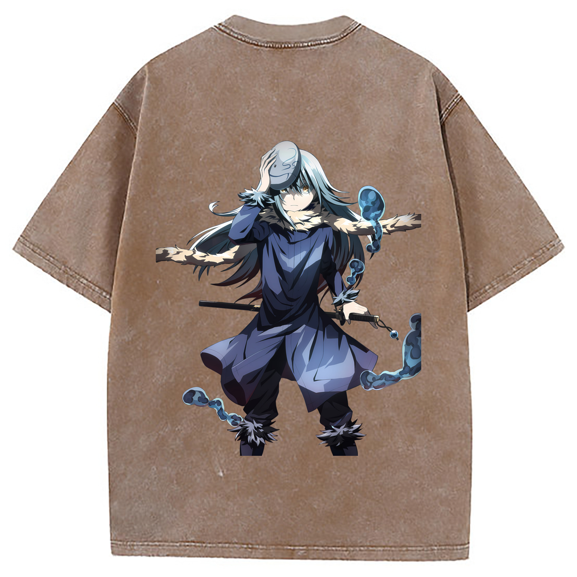 （画像用） 転スラ Regarding Reincarnated to Slime 綿100% ヴィンテージ風 半袖Tシャツ（背面プリント）