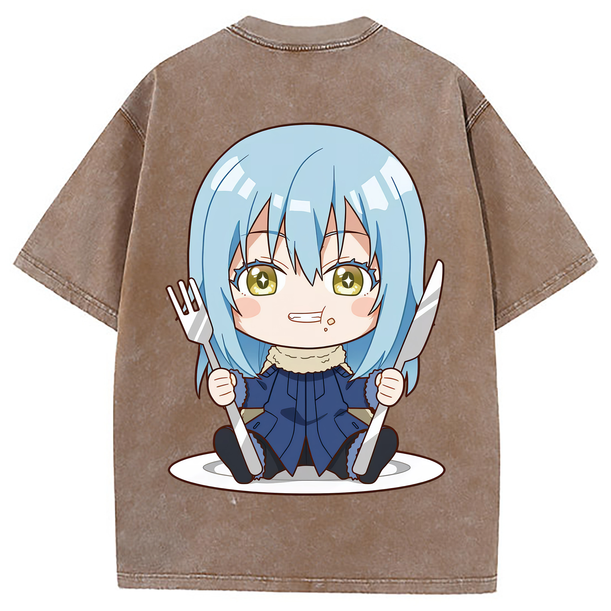 （画像用） 転スラ Regarding Reincarnated to Slime 綿100% ヴィンテージ風 半袖Tシャツ（背面プリント）