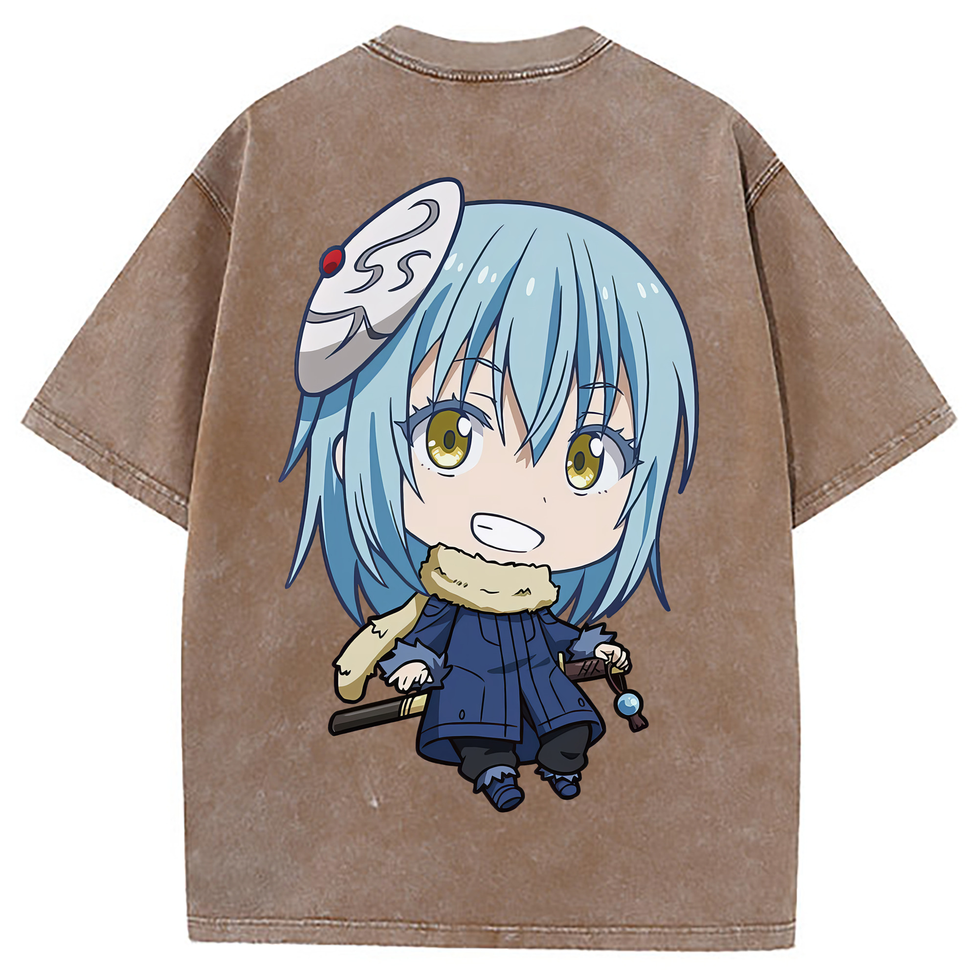 （画像用） 転スラ Regarding Reincarnated to Slime 綿100% ヴィンテージ風 半袖Tシャツ（背面プリント）