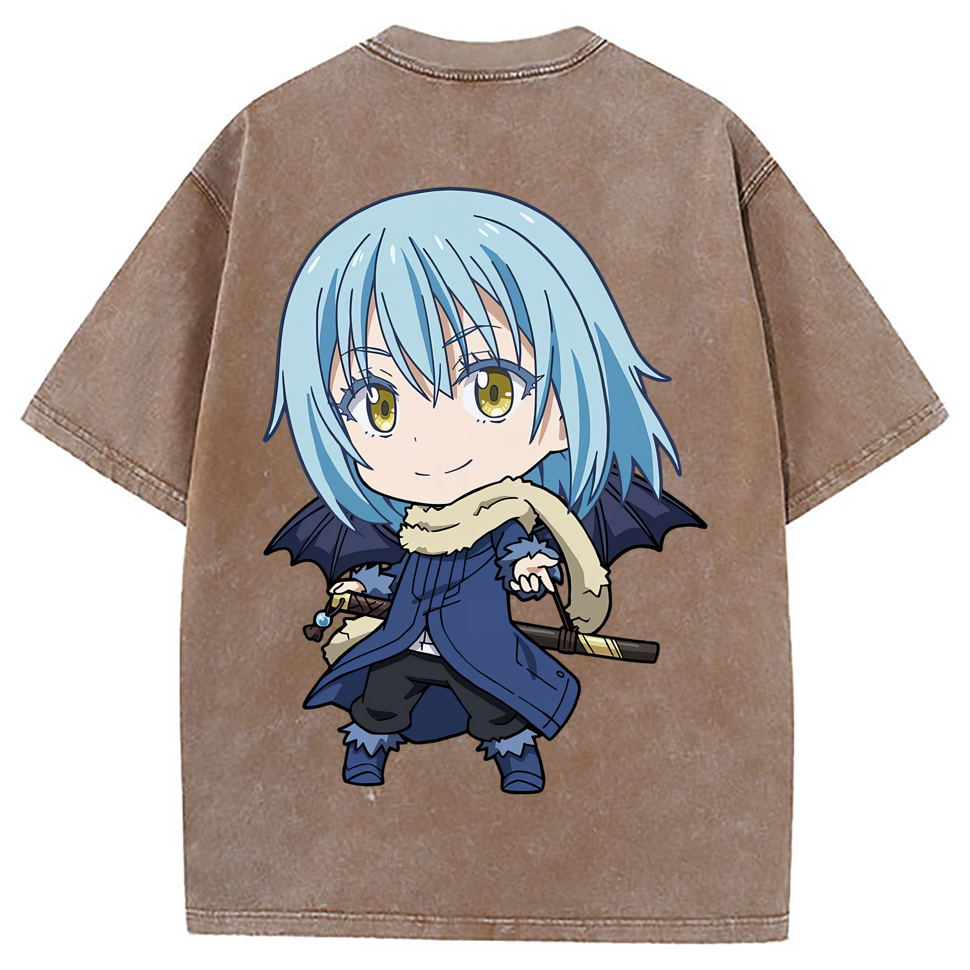 （画像用） 転スラ Regarding Reincarnated to Slime 綿100% ヴィンテージ風 半袖Tシャツ（背面プリント）
