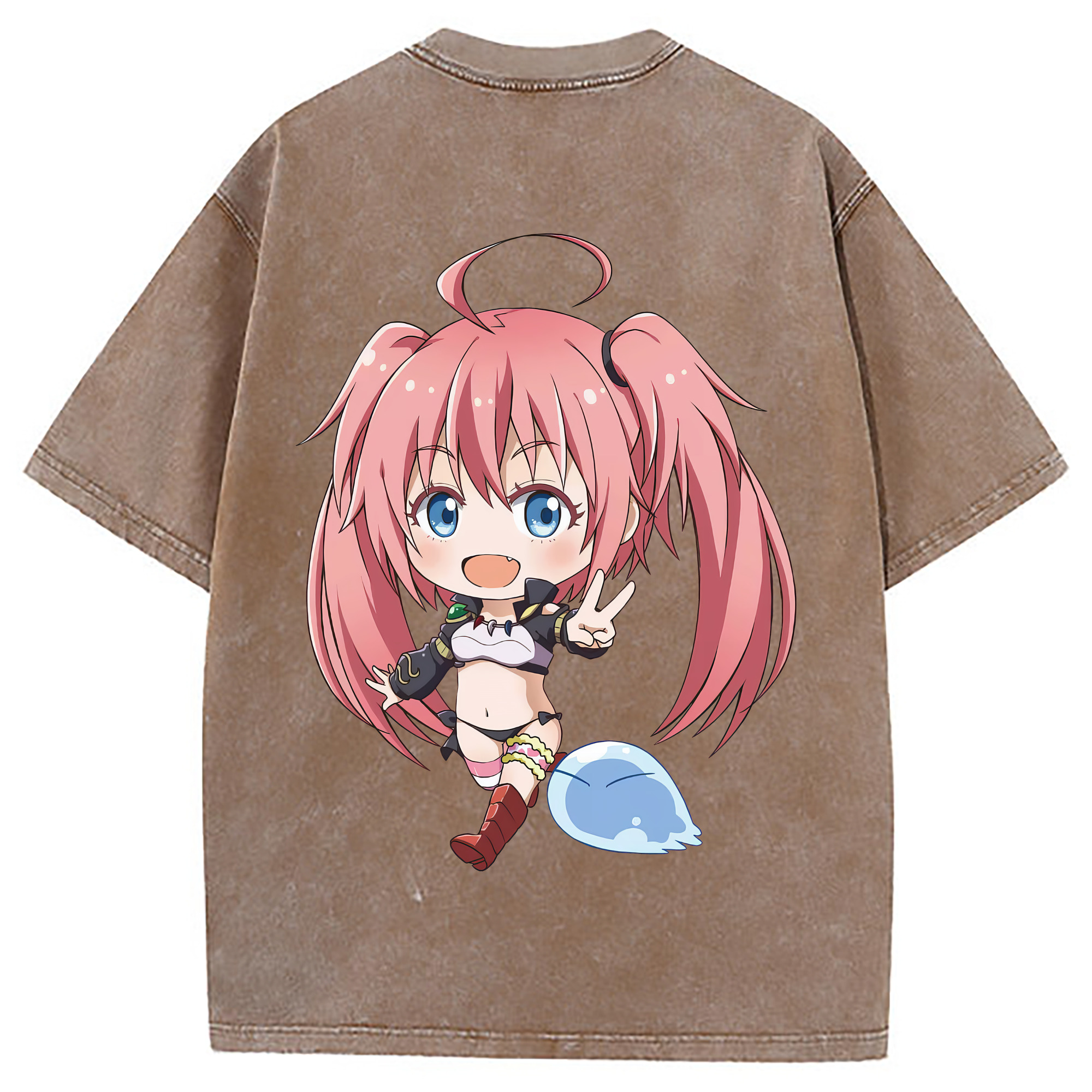 （画像用） 転スラ Regarding Reincarnated to Slime 綿100% ヴィンテージ風 半袖Tシャツ（背面プリント）