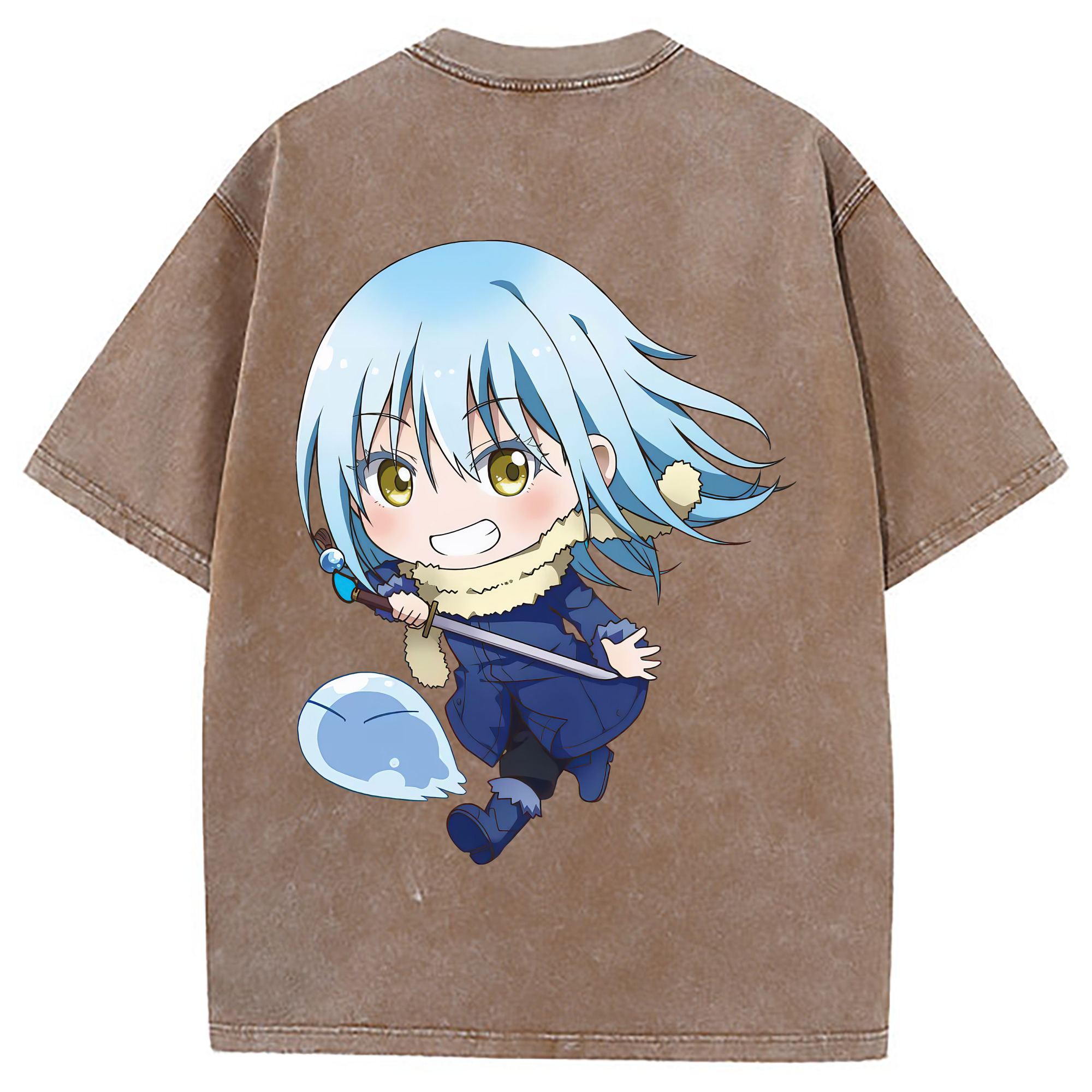 （画像用） 転スラ Regarding Reincarnated to Slime 綿100% ヴィンテージ風 半袖Tシャツ（背面プリント）